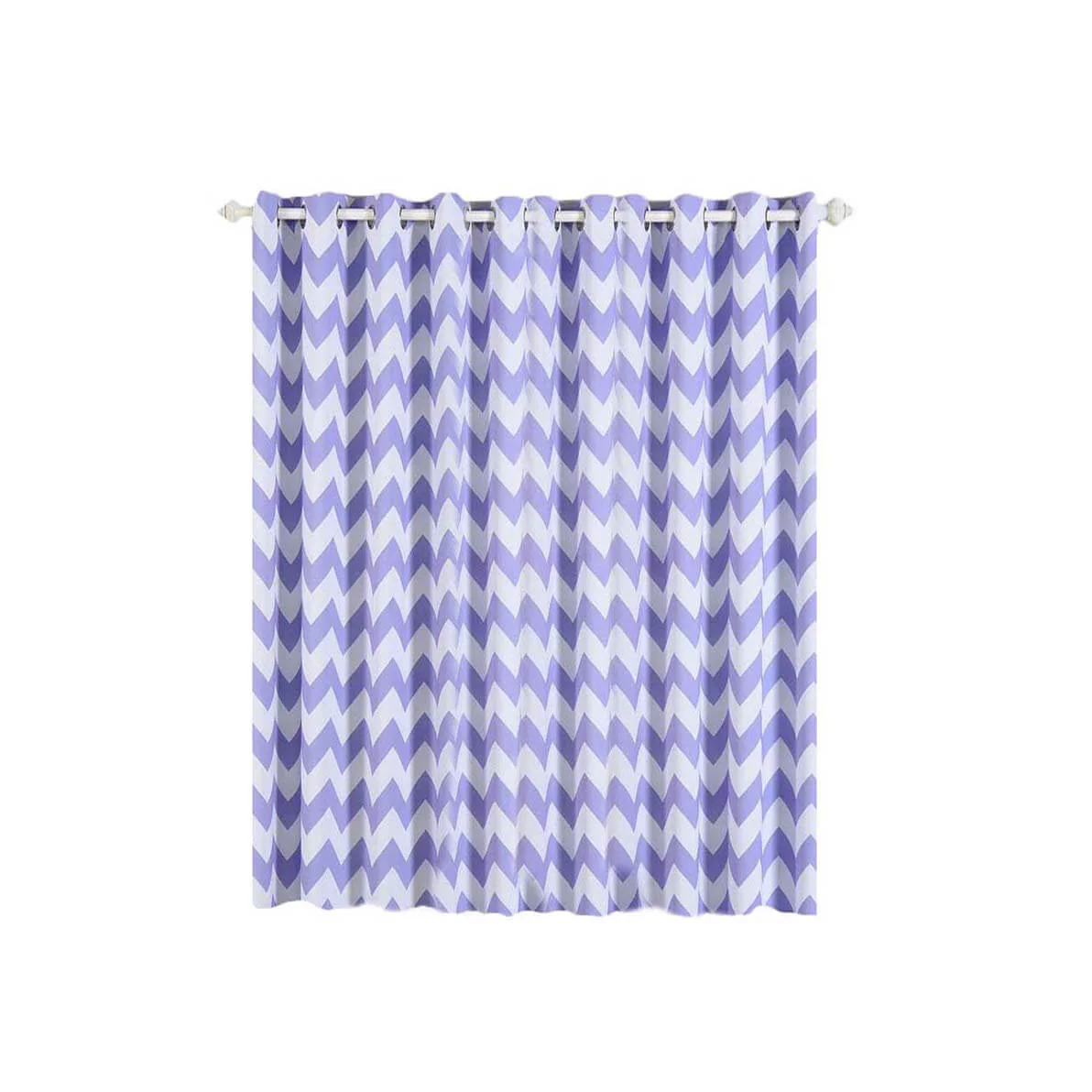 2 Pack White/Lavender Lilac Chevron Print Thermal Room Darkening Blackout Window Curtain Panels With Chrome Grommet 52"x96" - Image 7
