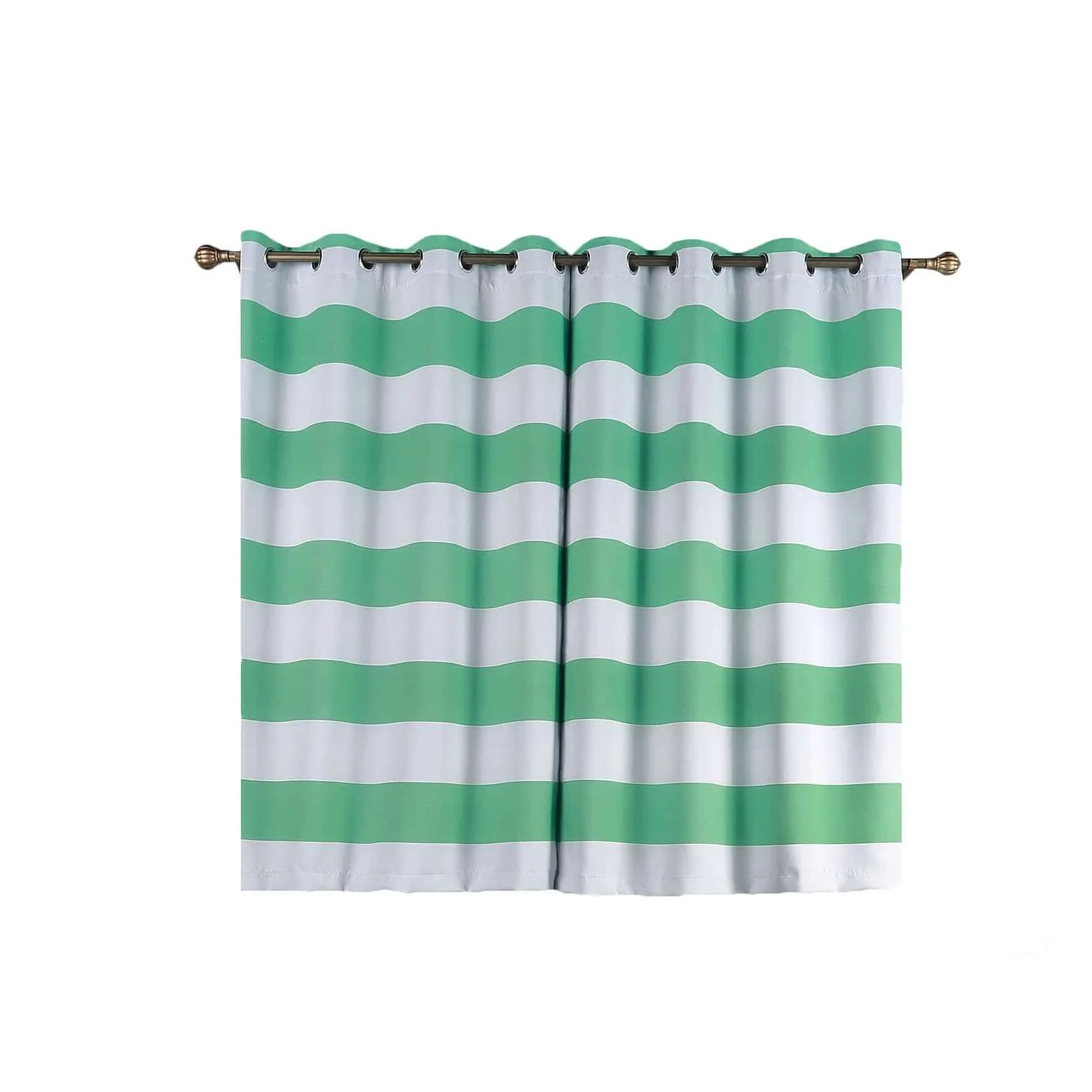 2 Pack White/Mint Cabana Stripe Thermal Blackout Window Curtain Grommet Panels, Noise Cancelling Curtains 52"x64" - Image 7