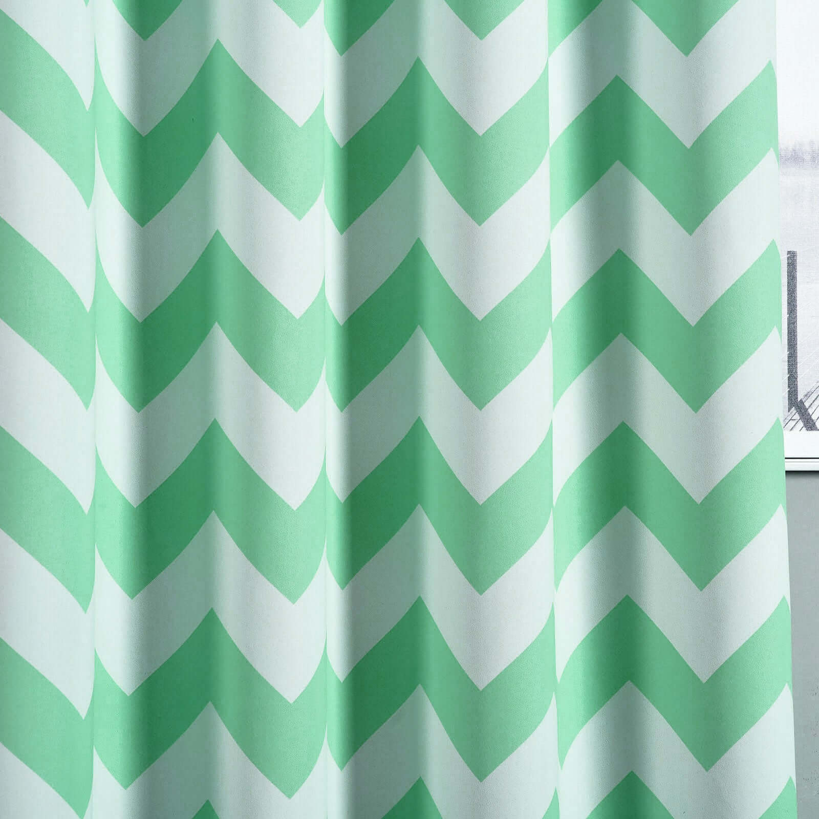 2 Pack White/Mint Chevron Print Blackout Window Curtain Grommet Panels, Noise Cancelling Curtains 52"x108" - Image 8