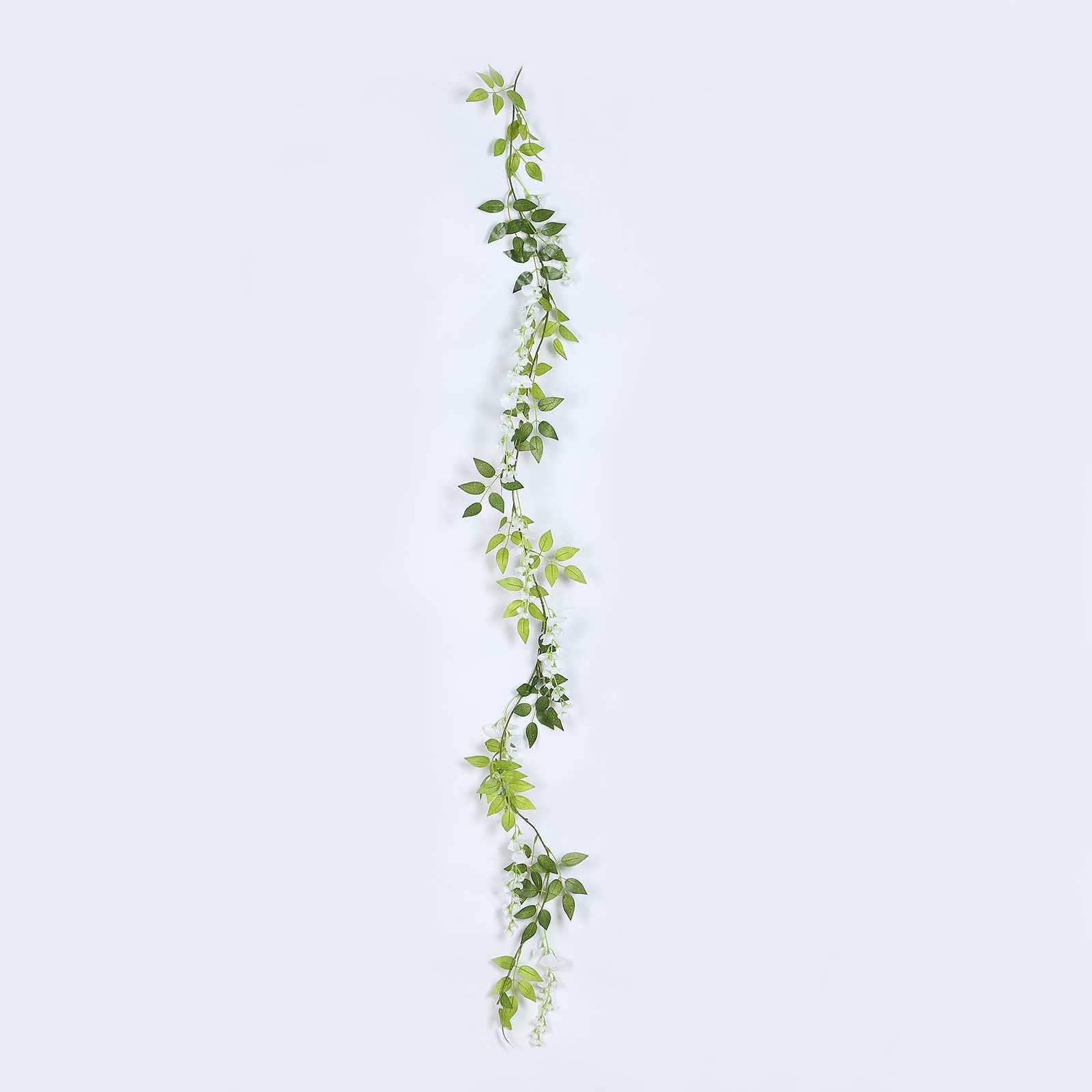 2 Pack White Silk Wisteria Flower Garland Hanging Vines, Artificial Floral Garland Wedding Arch Decor - 6ft - Image 15