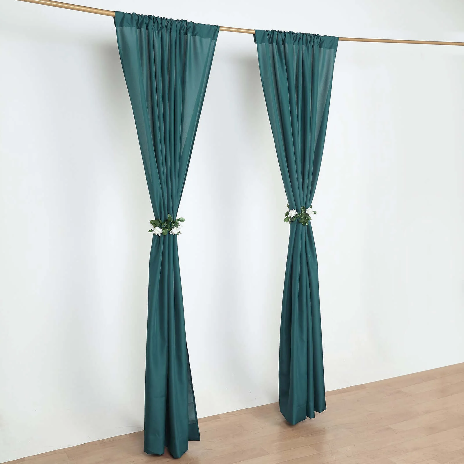 2 Pack 5ftx8ft Peacock Teal Polyester Backdrop Drape Curtains With Rod Pockets, Event Divider Panels 130GSM - Image 3