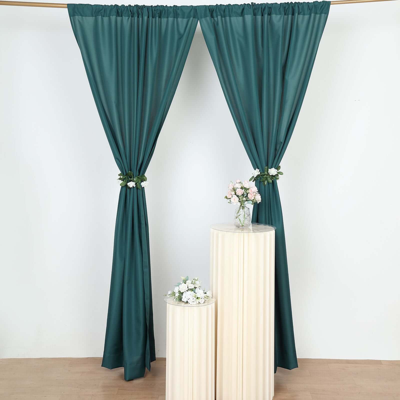 2 Pack 5ftx8ft Peacock Teal Polyester Backdrop Drape Curtains With Rod Pockets, Event Divider Panels 130GSM - Image 8