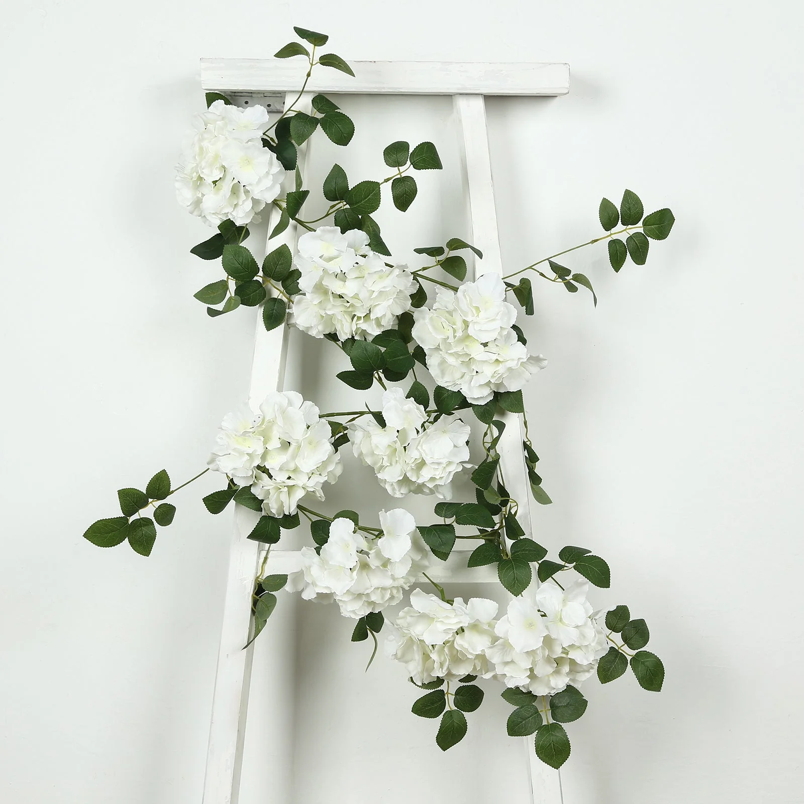 2-Pack Artificial Hydrangea Garland – 5.5ft Ivory Silk Flower Vine with Greenery - Image 9