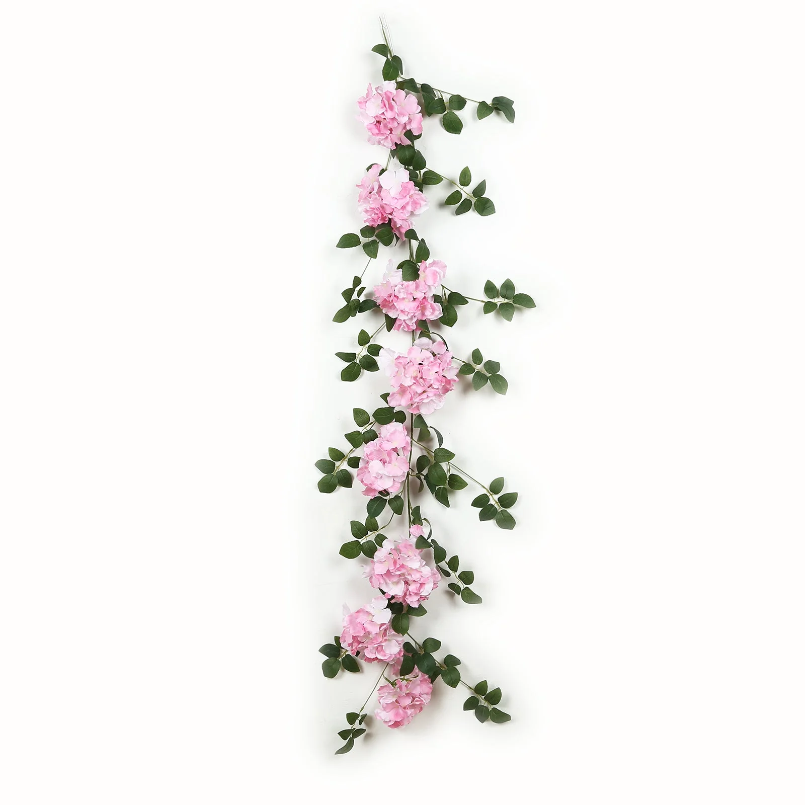 2-Pack Artificial Hydrangea Garland – 5.5ft Pink Silk Flower Vine with Greenery - Image 8