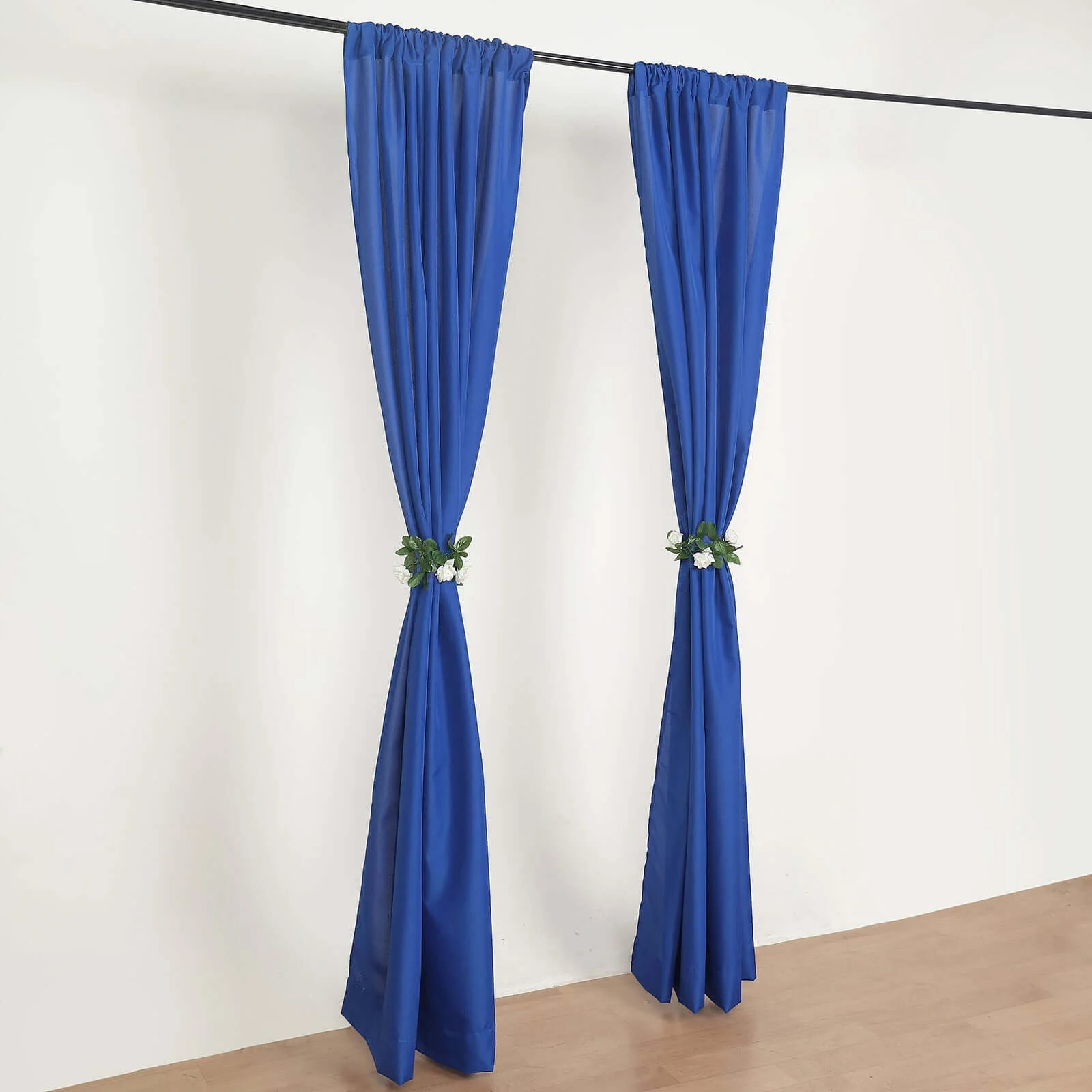 2 Pack 5ftx8ft Royal Blue Polyester Backdrop Drape Curtains With Rod Pockets, Event Divider Panels 130GSM - Image 2
