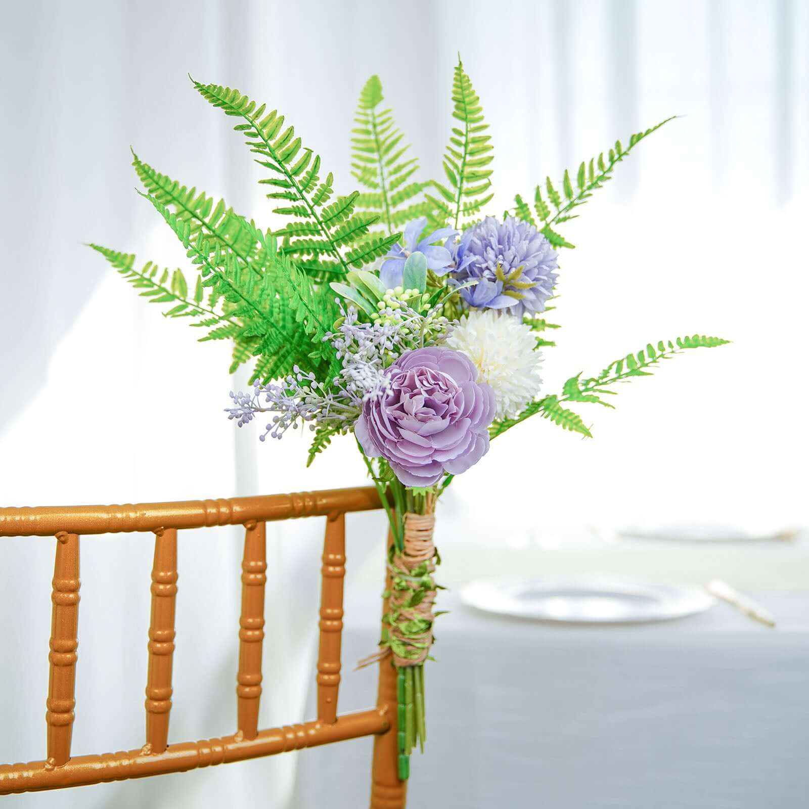 2 Stems Green Artificial Boston Fern Leaf Plant Indoor Faux Spray 19" - Image 2