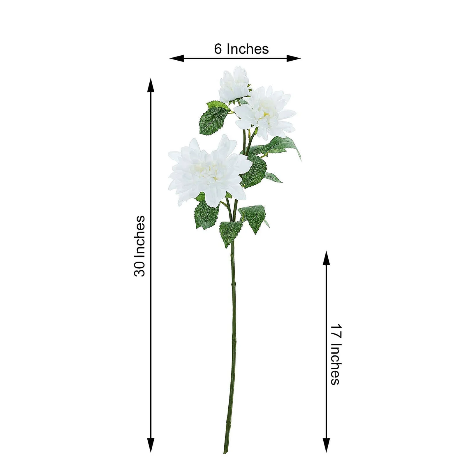 White Artificial Dahlia Silk Flower Stems, Faux Floral Spray 30" Tall - Image 3