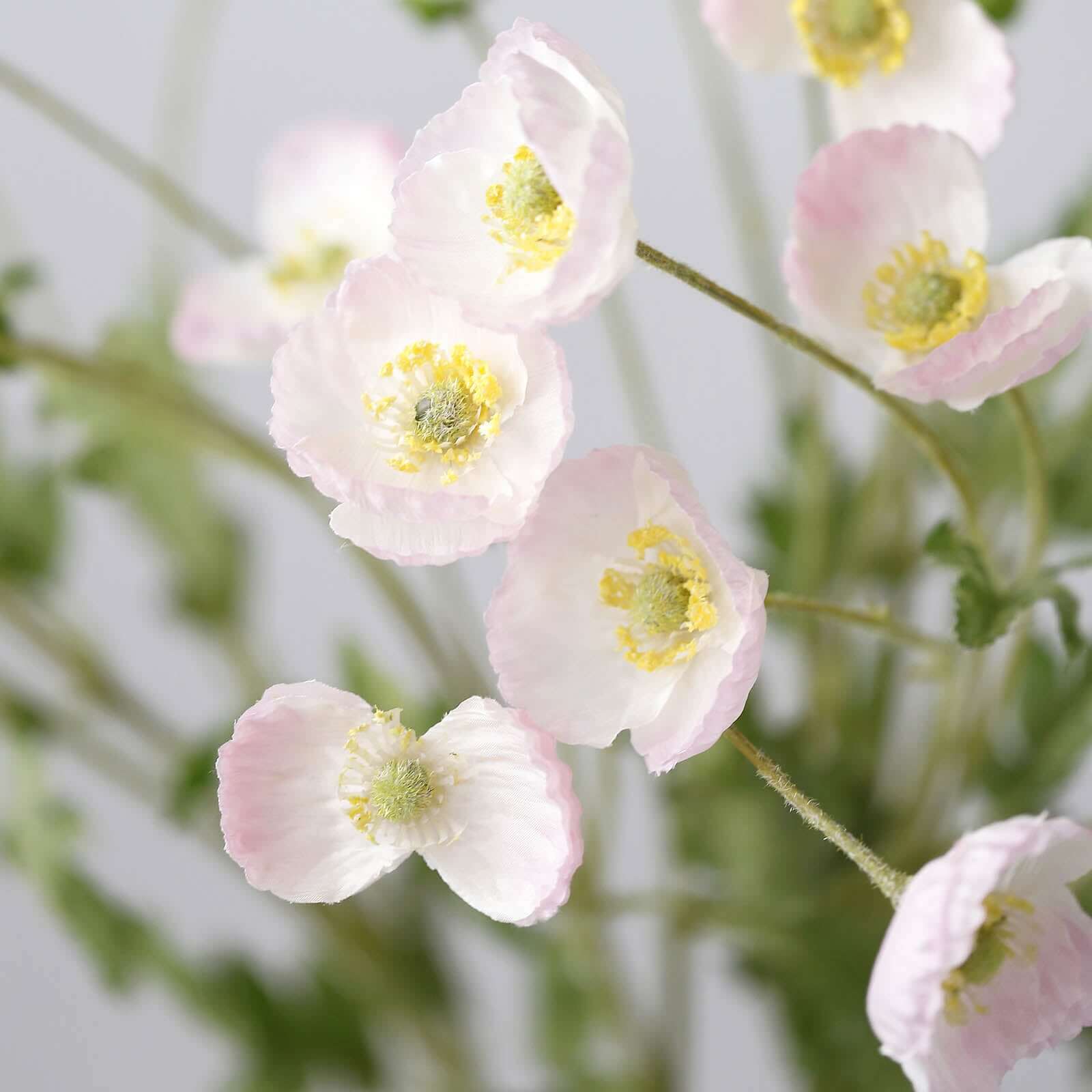 2 Stems Blush Artificial Silk Poppy Flower Bouquet Bushes 33" - Image 8