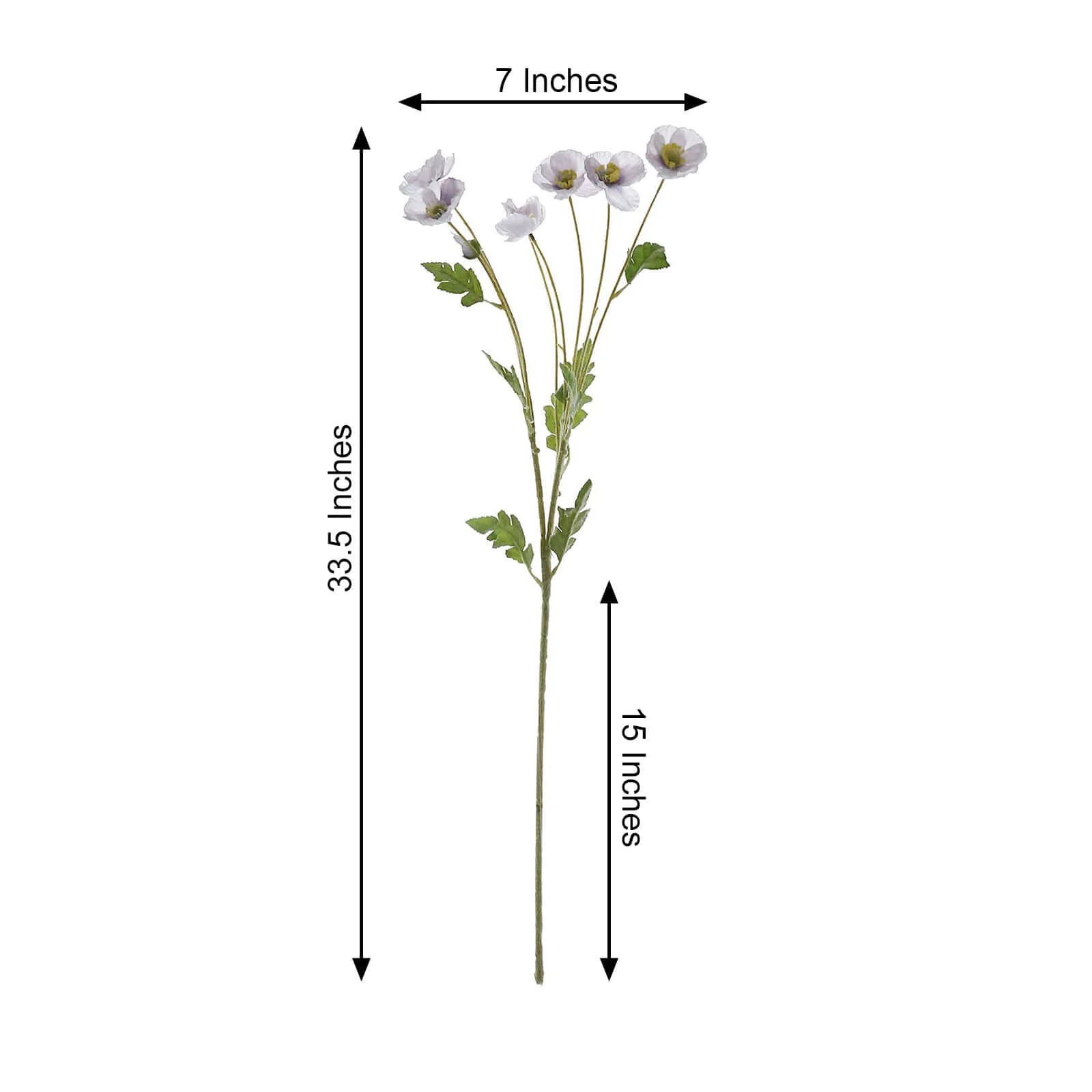 2 Stems Lavender Lilac Artificial Poppy Silk Flowers, Faux Poppies Bouquet Centerpiece Decor 33" - Image 3