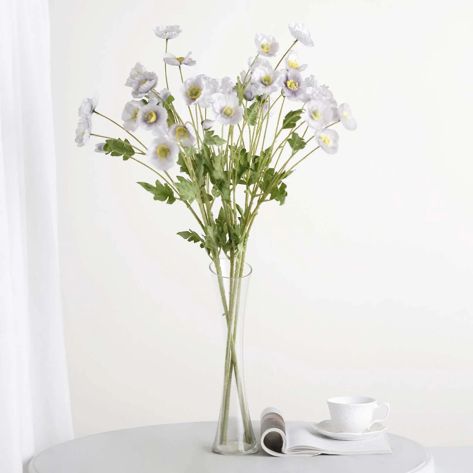 2 Stems Lavender Lilac Artificial Poppy Silk Flowers, Faux Poppies Bouquet Centerpiece Decor 33" - Image 7