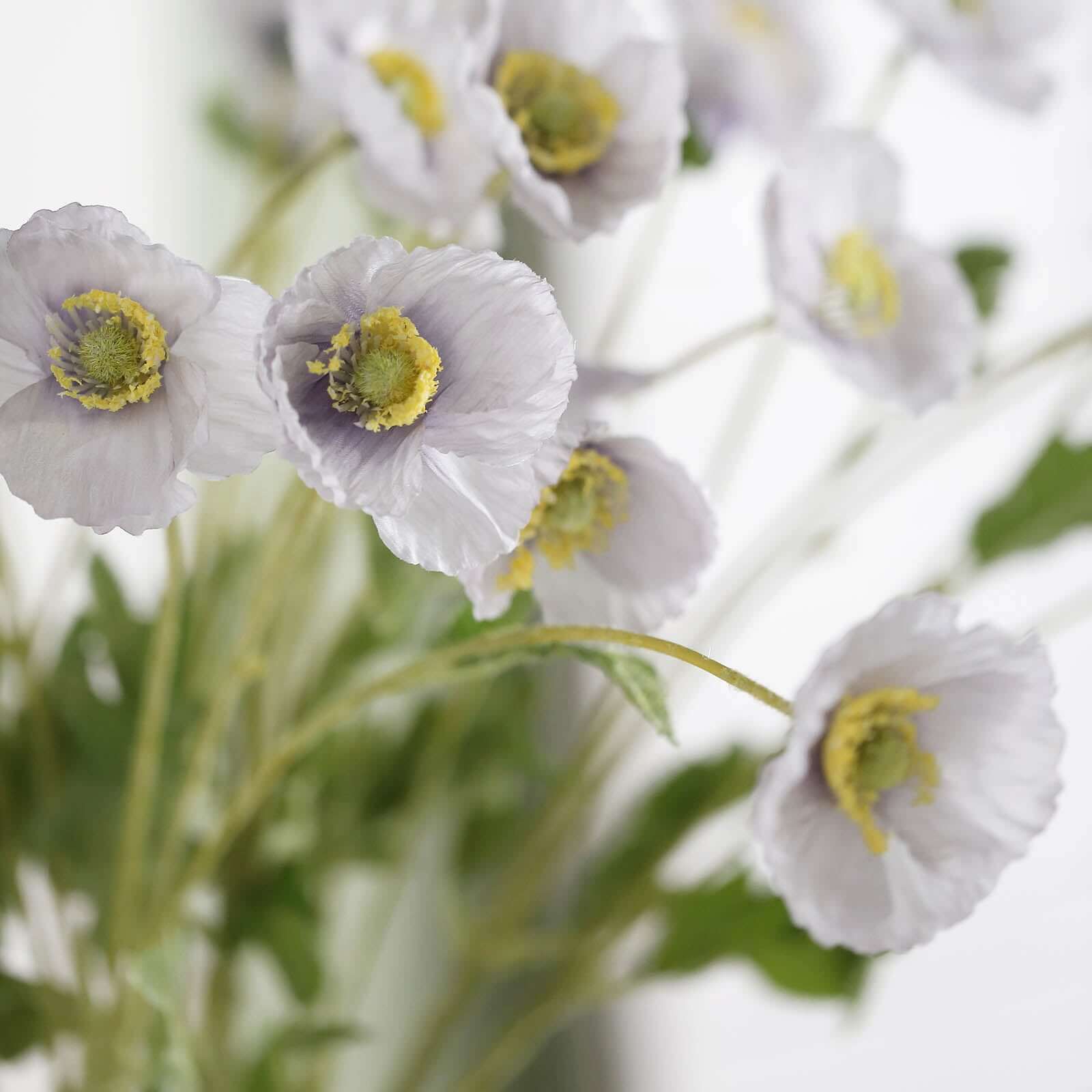 2 Stems Lavender Lilac Artificial Poppy Silk Flowers, Faux Poppies Bouquet Centerpiece Decor 33" - Image 8