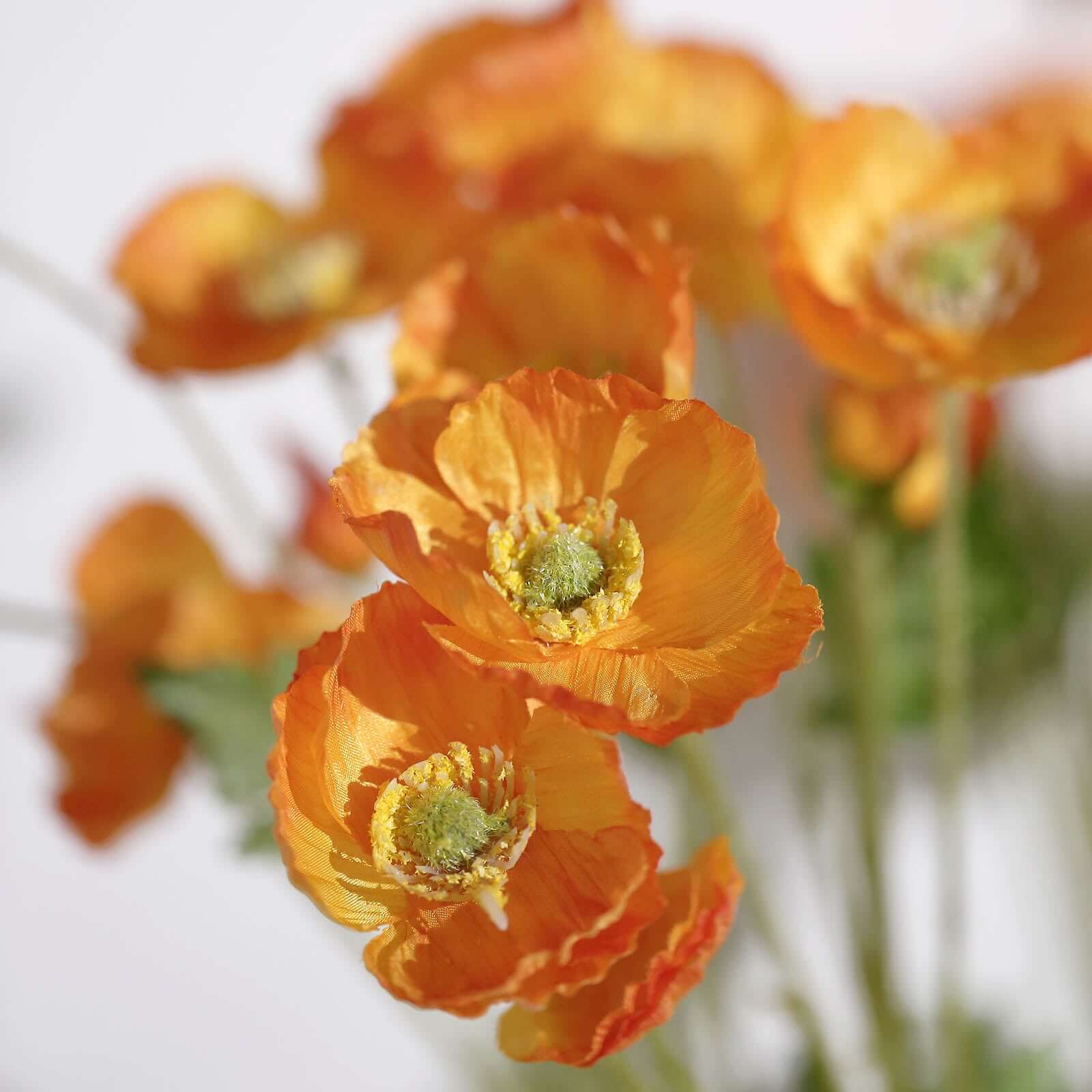 2 Stems Orange Artificial Silk Poppy Flower Bouquet Bushes 33" - Image 8