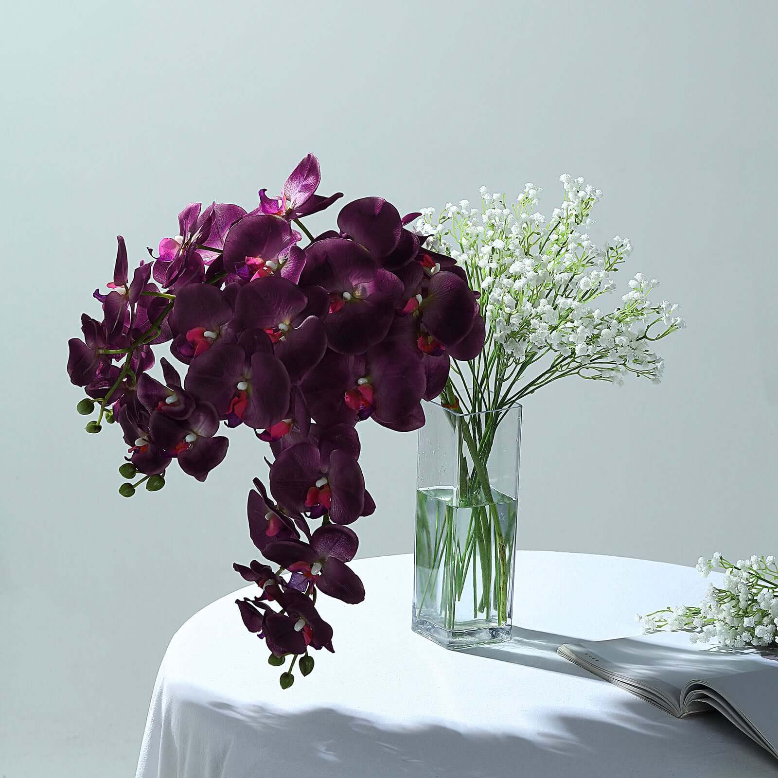 2 Stems Eggplant Artificial Silk Orchid Flower Bouquets 40" Tall - Image 12