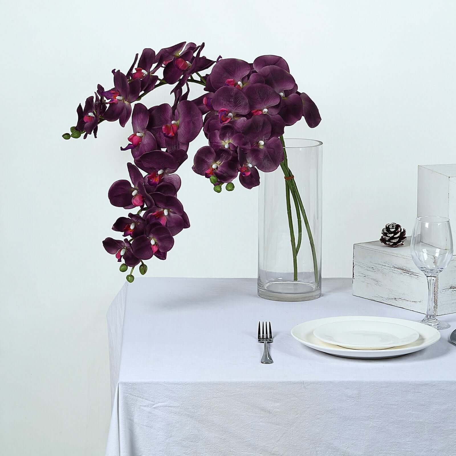 2 Stems Eggplant Artificial Silk Orchid Flower Bouquets 40" Tall - Image 6