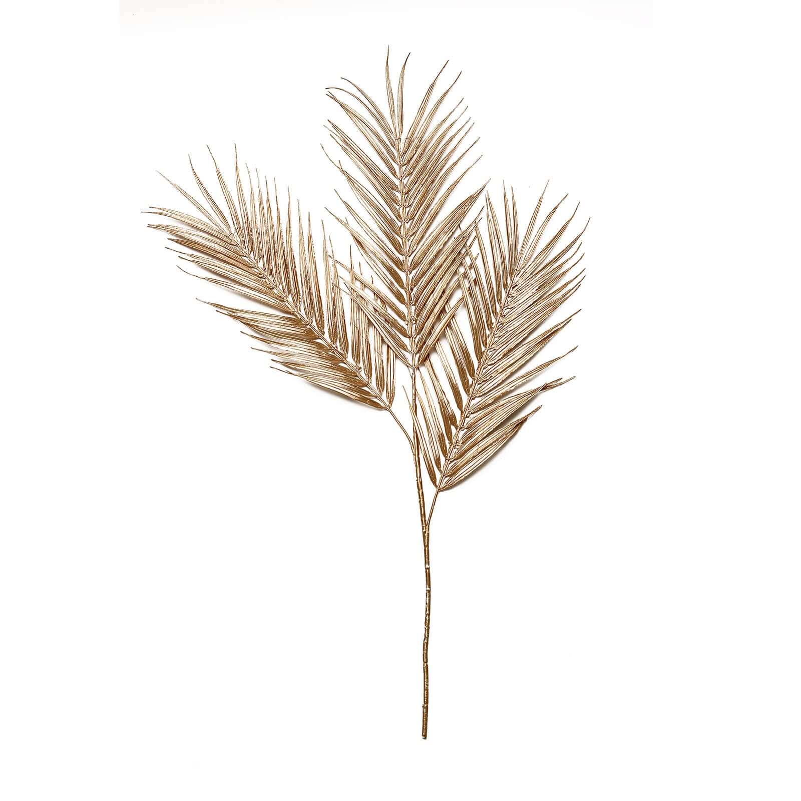 2 Stems Artificial Palm Leaf Branch 32" Metallic Gold Tropical & Stylish Faux Stems Vase Filler Floral Arrangement Accent - Image 7