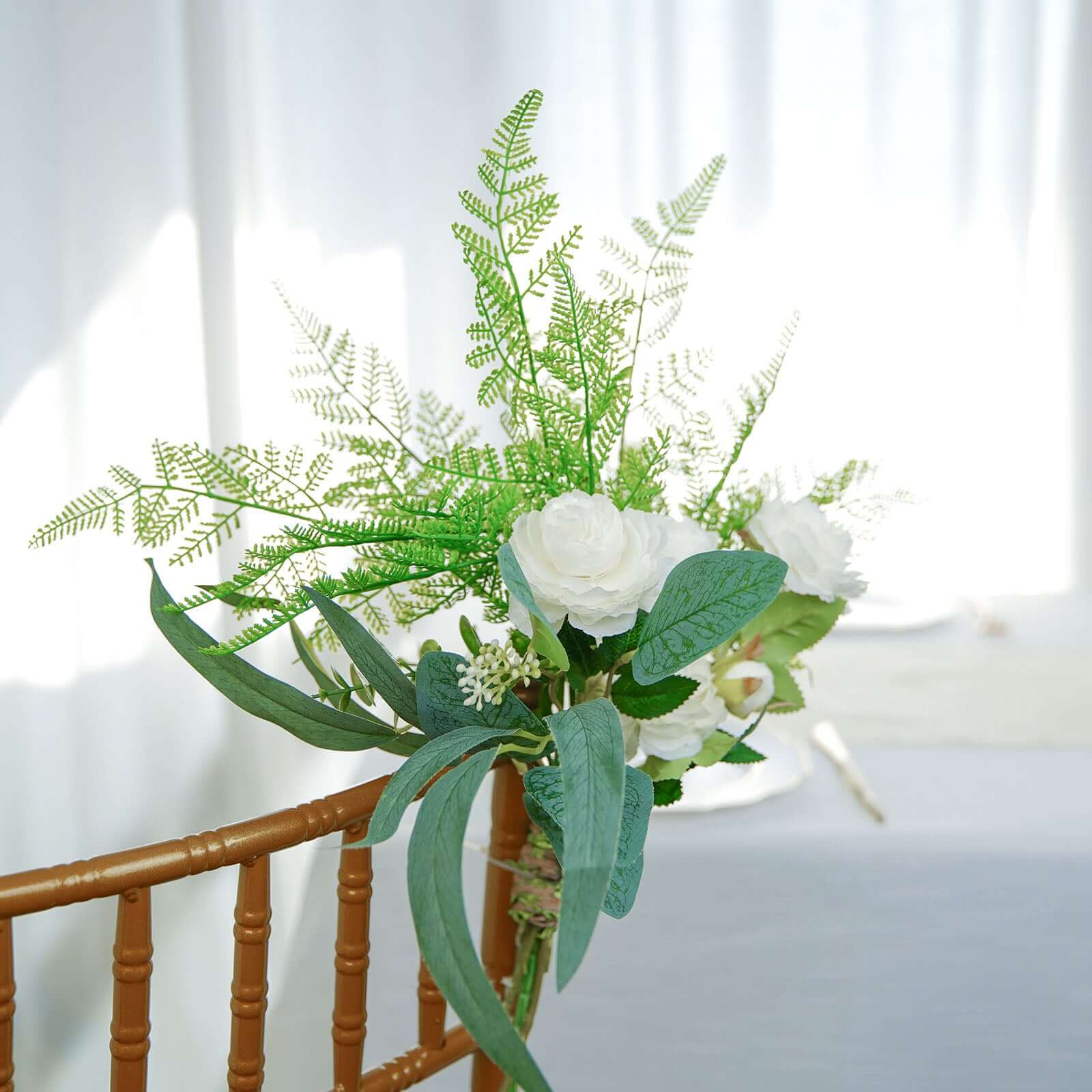 2 Stems Green Artificial Asparagus Fern Leaf Plant Indoor Faux Spray - Image 2