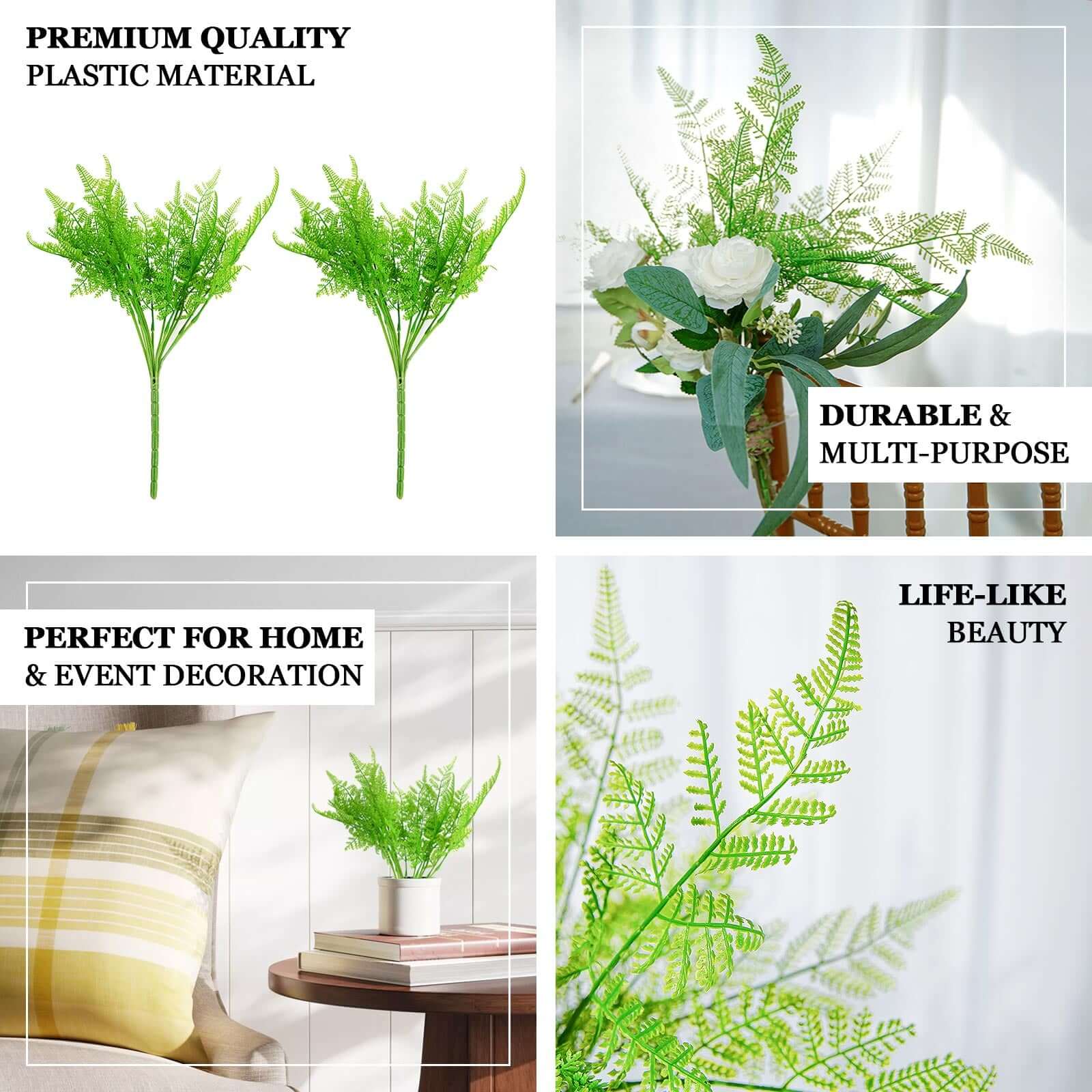 2 Stems Green Artificial Asparagus Fern Leaf Plant Indoor Faux Spray - Image 4