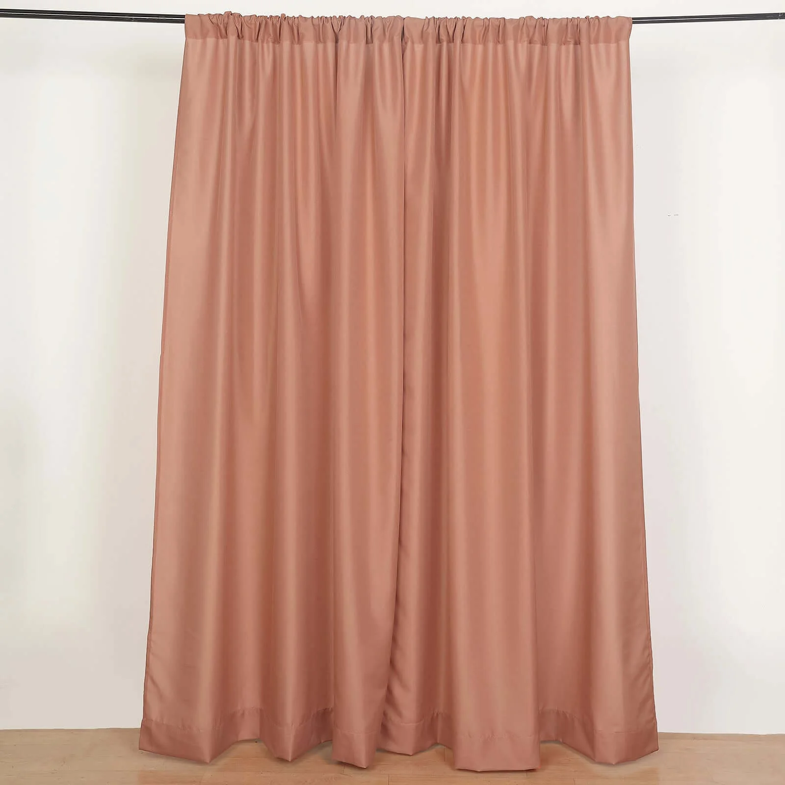 2 Pack 5ftx8ft Terracotta (Rust) Polyester Backdrop Drape Curtains With Rod Pockets, Event Divider Panels 130GSM - Image 2