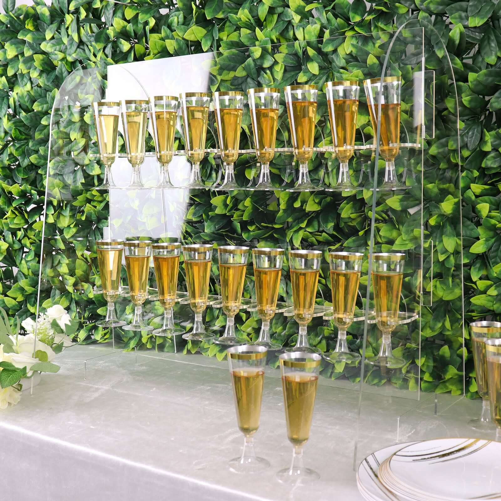 2-Tier Acrylic Champagne Glass Holder Display Stand Table Top 25"