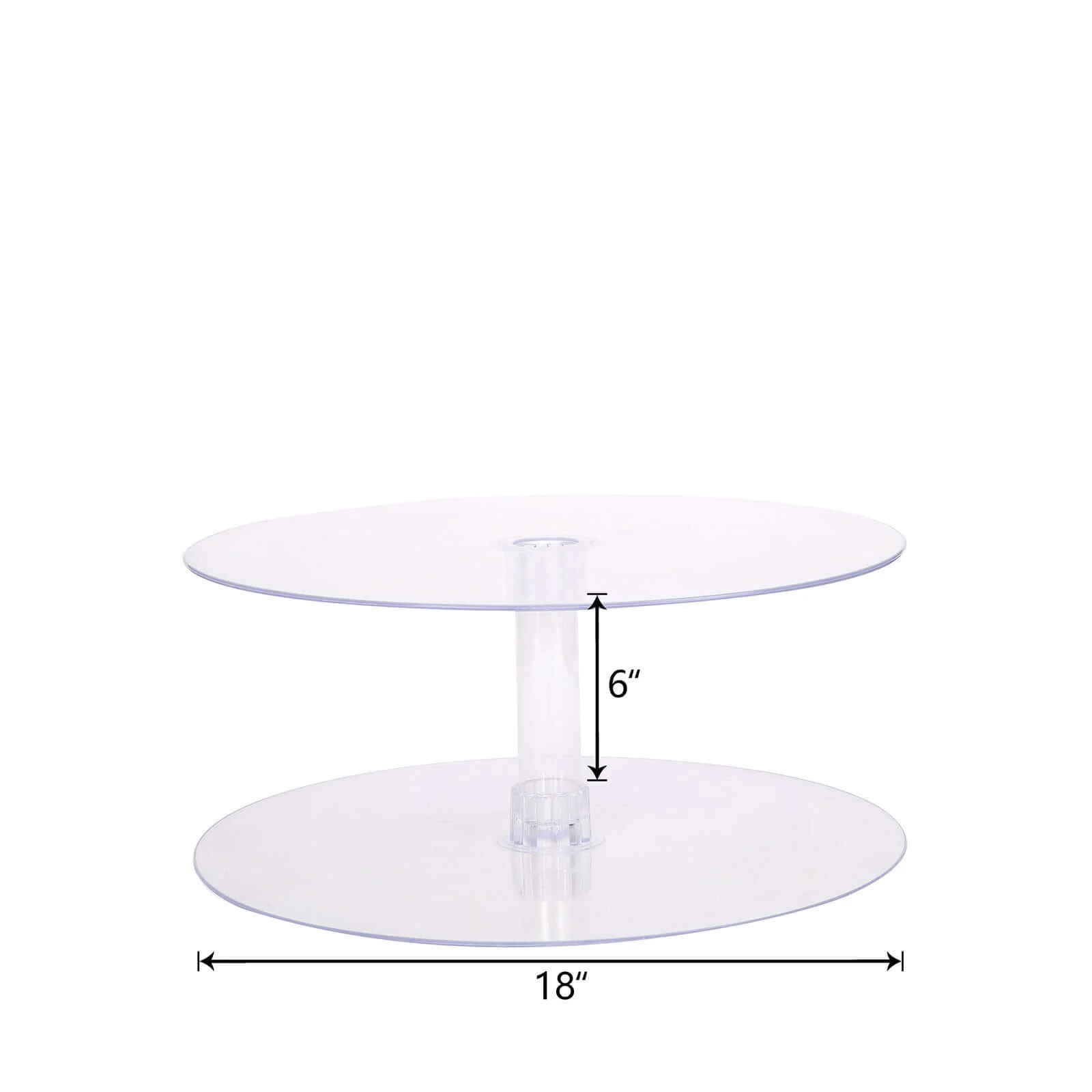2-Tier Acrylic Round Cake Stand Set 18" Clear - Sleek Sturdy Cupcake Holder Dessert Display Pedestal for Stylish Pastry & Dessert Tables - Image 3