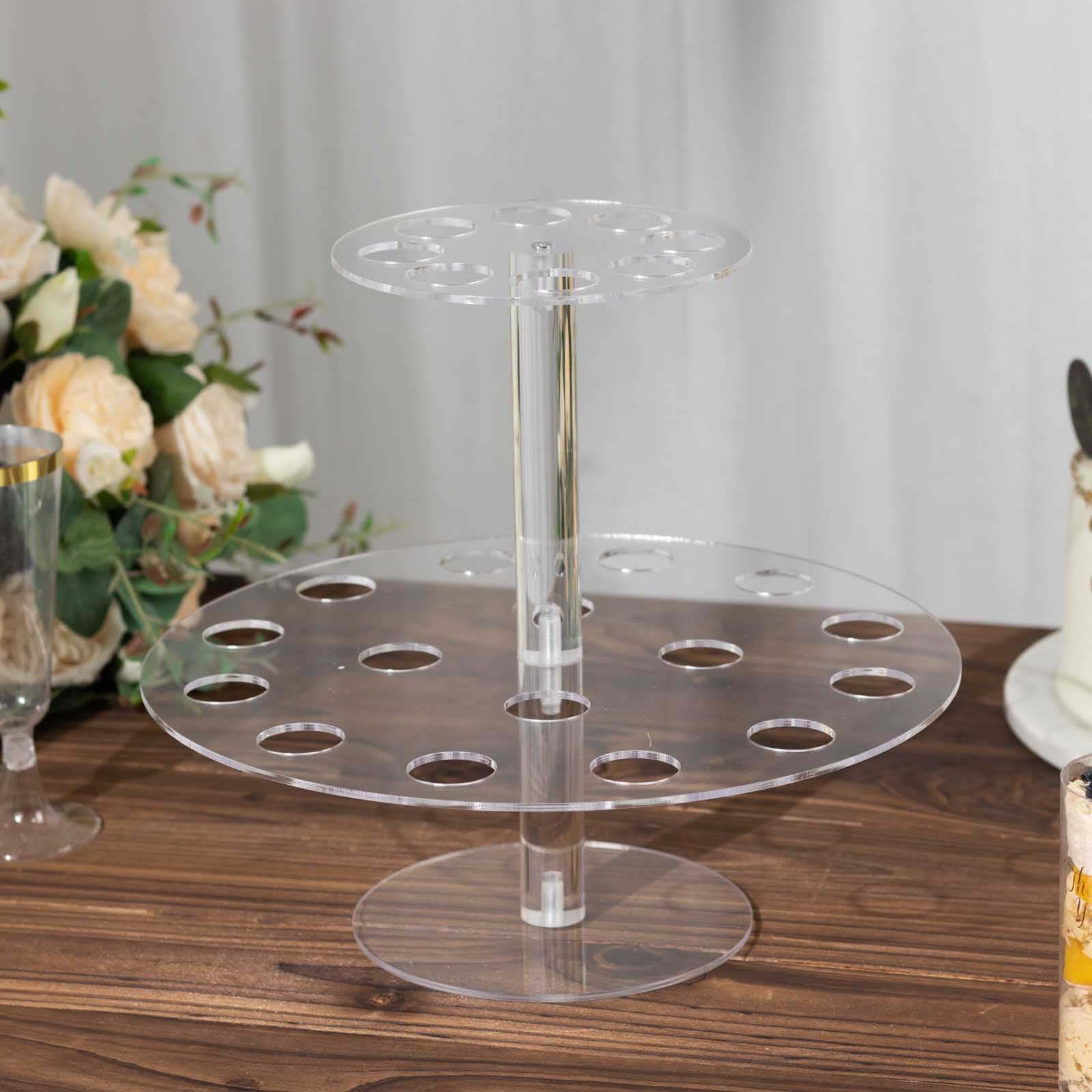 2 Tier Acrylic Round Ice Cream Cone Holder 12" Clear with 24-Slots - Modern Food Display Stand for Buffets & Dessert Tables - Image 8