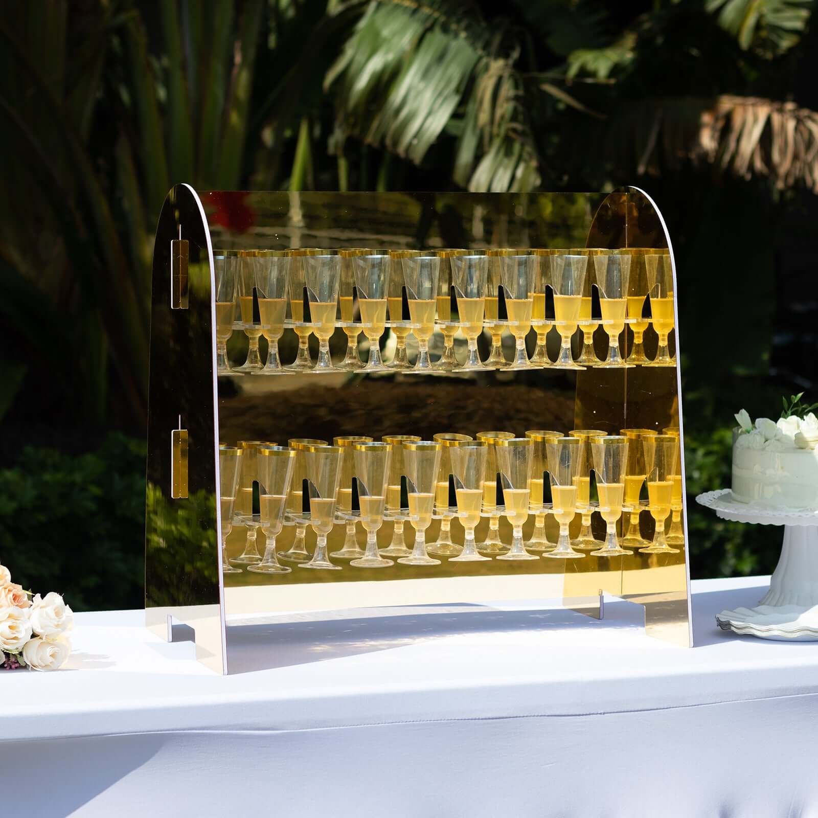 2-Tier Champagne Glass Holder Display Stand Table Top 25" in Gold Mirror Finish with 18 Hooks, Stylish Stemware Rack Cocktail Drink Holder for DIY Bars & Celebrations - Image 2