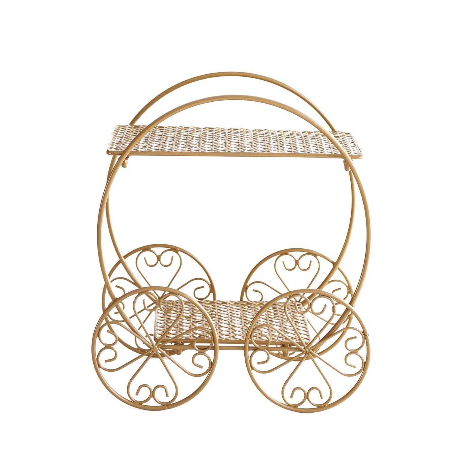 2-Tier Metal Cupcake Dessert Display Stand 14" Gold Princess Carriage Style - Decorative Wedding Cake Centerpiece Stand for Fairytale Themed Events & Parties - Image 7