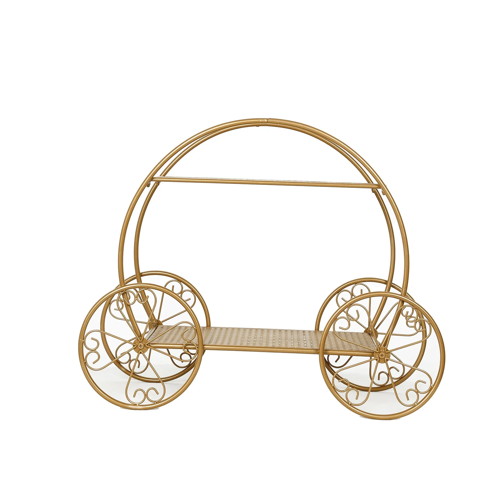 2-Tier Metal Cupcake Stand 28" Gold Cinderella Carriage Style - Giant Princess Pumpkin Coach Centerpiece Dessert Display Stand for Classy Sweets & Treats Tables - Image 6