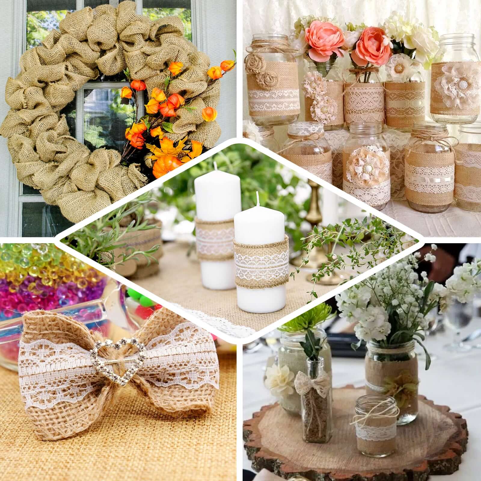 Natural Jute Burlap Ribbon With Wavy Lace 2" x 16FT - Image 4