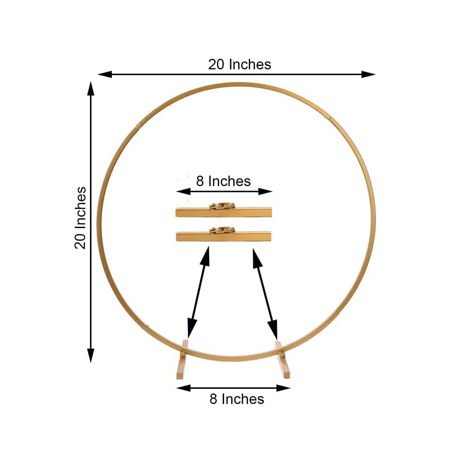 Gold Round Arch Wedding Centerpiece, Metal Hoop Wreath Tabletop Decor 20" - Image 3