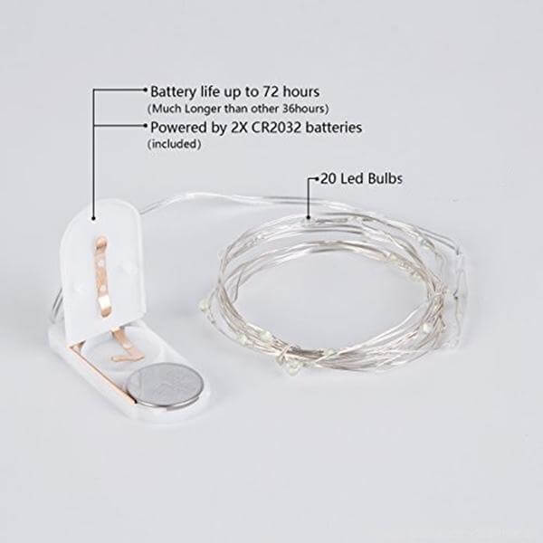 20 LED Starry Bright String Lights 90" Micro Fairy Lights Fuchsia - Battery Operated - Image 6