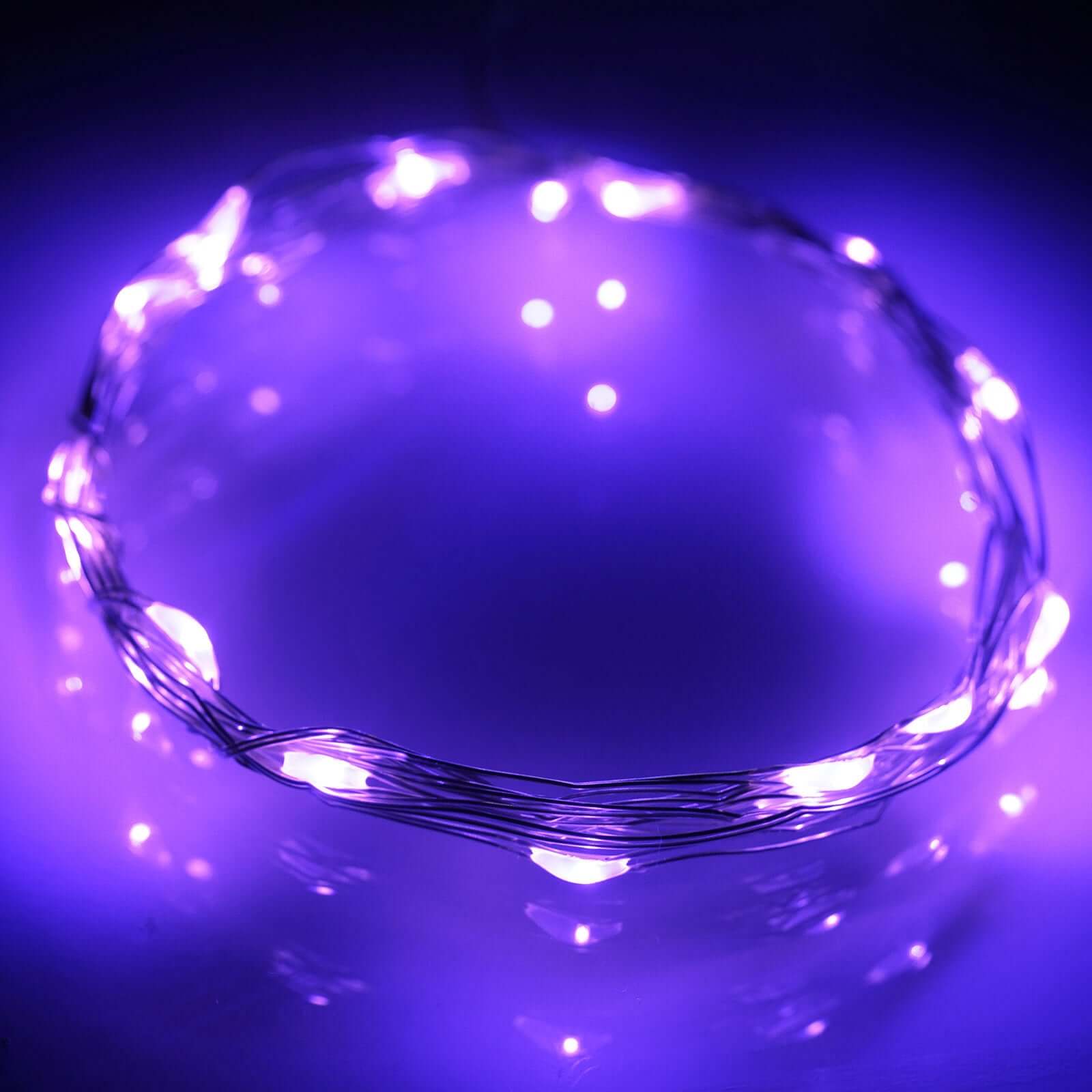 20 LED Starry Bright String Lights 90" Micro Fairy Lights Purple - Battery Operated - Image 7