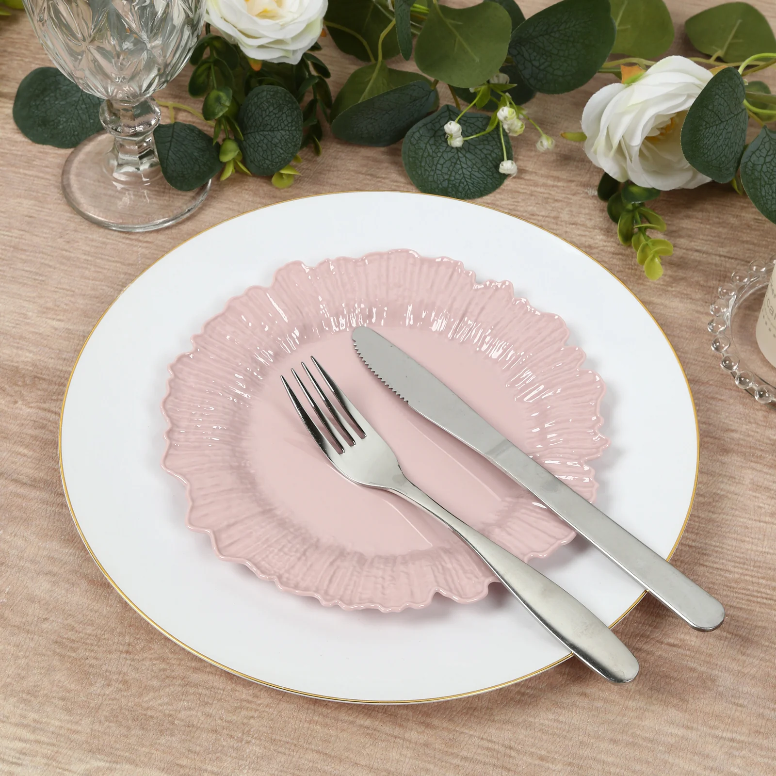 20-Pack Blush Reef Design Plastic Plates – 7" Dessert & Appetizer Party Plates – Elegant Disposable Tableware - Image 7