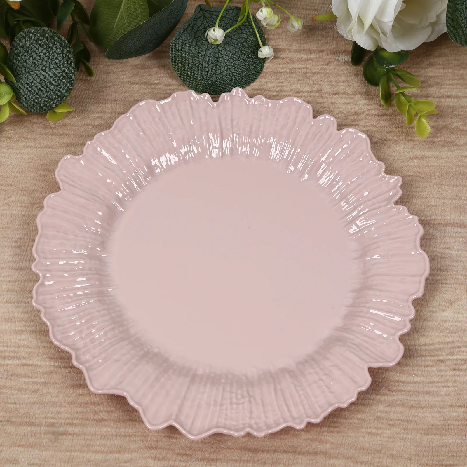 20-Pack Blush Reef Design Plastic Plates – 10" Dinner Party Plates – Elegant Disposable Tableware - Image 7