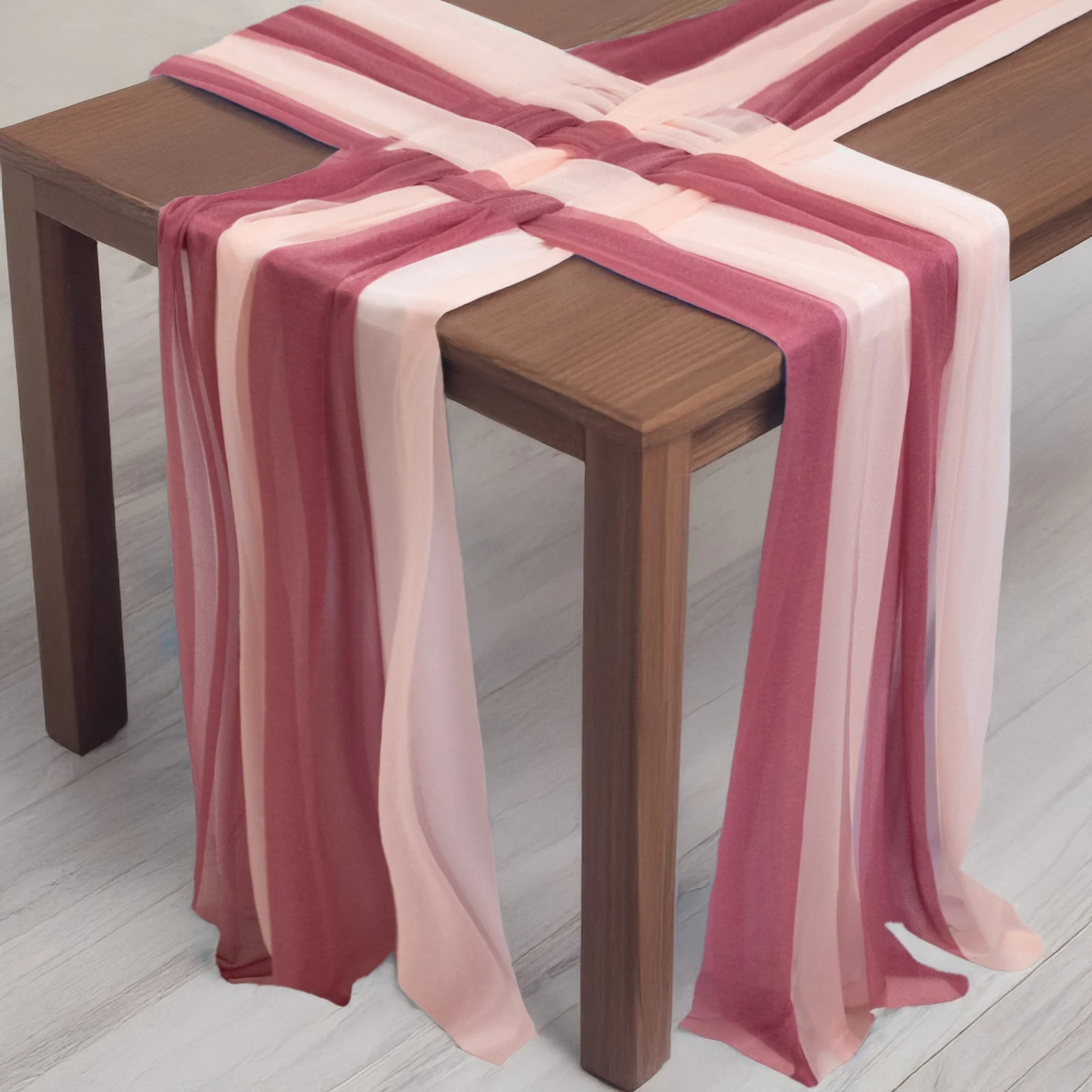 20-Pack Sheer Table Runners Mauve Blush, 9ft Long Sheer Drapes Table Decor, Wrinkle-Free - Image 2