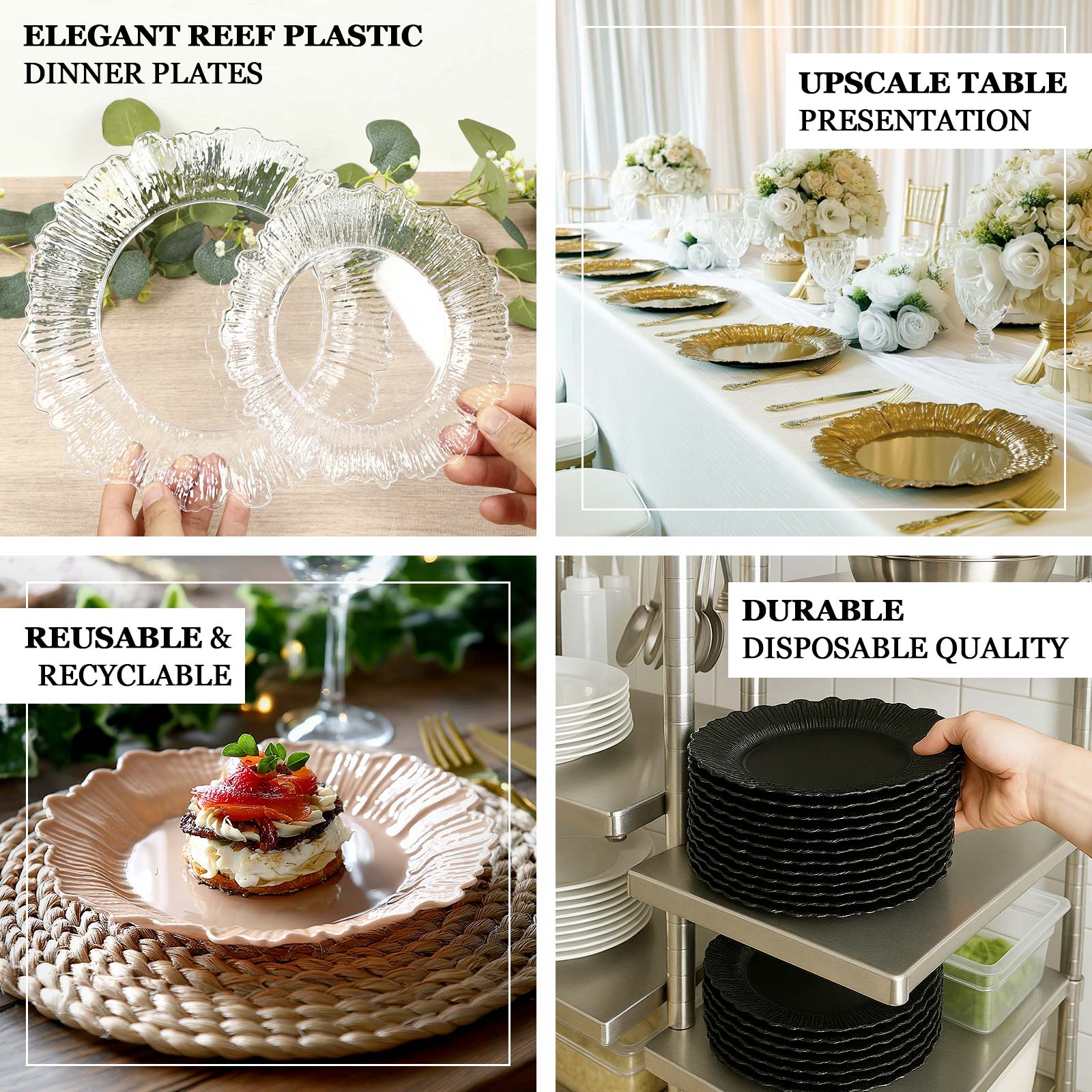 20-Pack Clear Reef Design Plastic Plates – 7" Dessert & Appetizer Party Plates – Elegant Disposable Tableware - Image 3