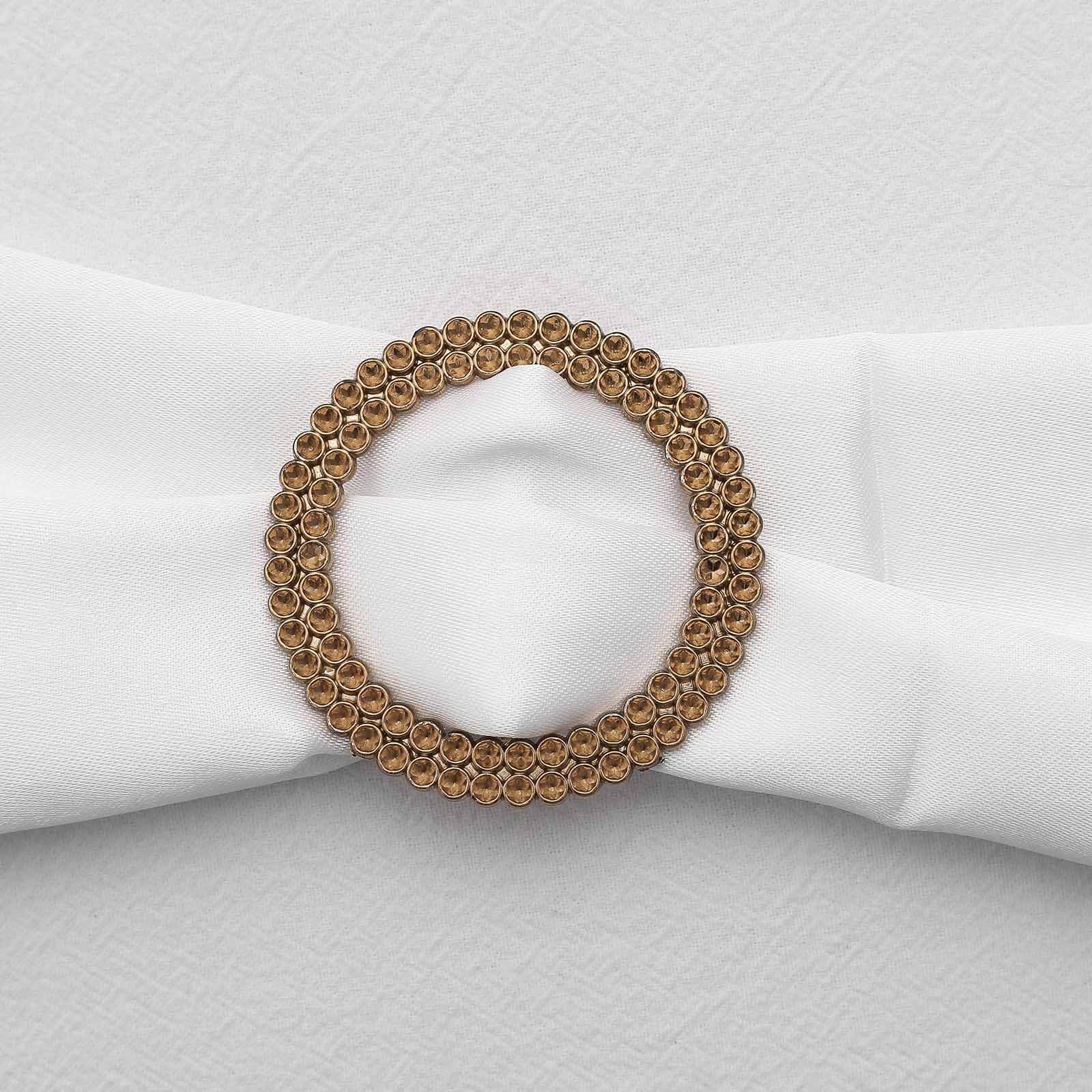 20 Pack Diamond Circle Chair Sash Band Buckle Pin 2.5" Antique Gold - Rhinestone Napkin Rings