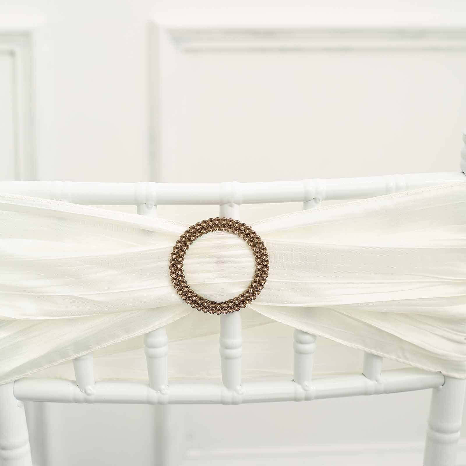 20 Pack Diamond Circle Chair Sash Band Buckle Pin 2.5" Antique Gold - Rhinestone Napkin Rings - Image 6
