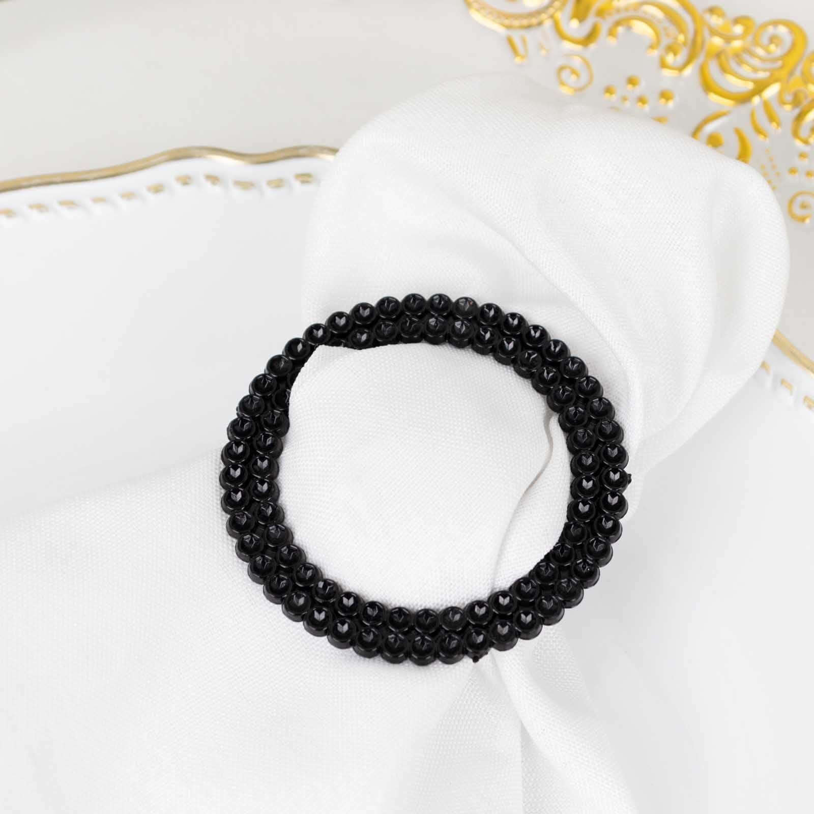 20 Pack Diamond Circle Chair Sash Band Buckle Pin 2.5" Black - Rhinestone Napkin Rings - Image 2
