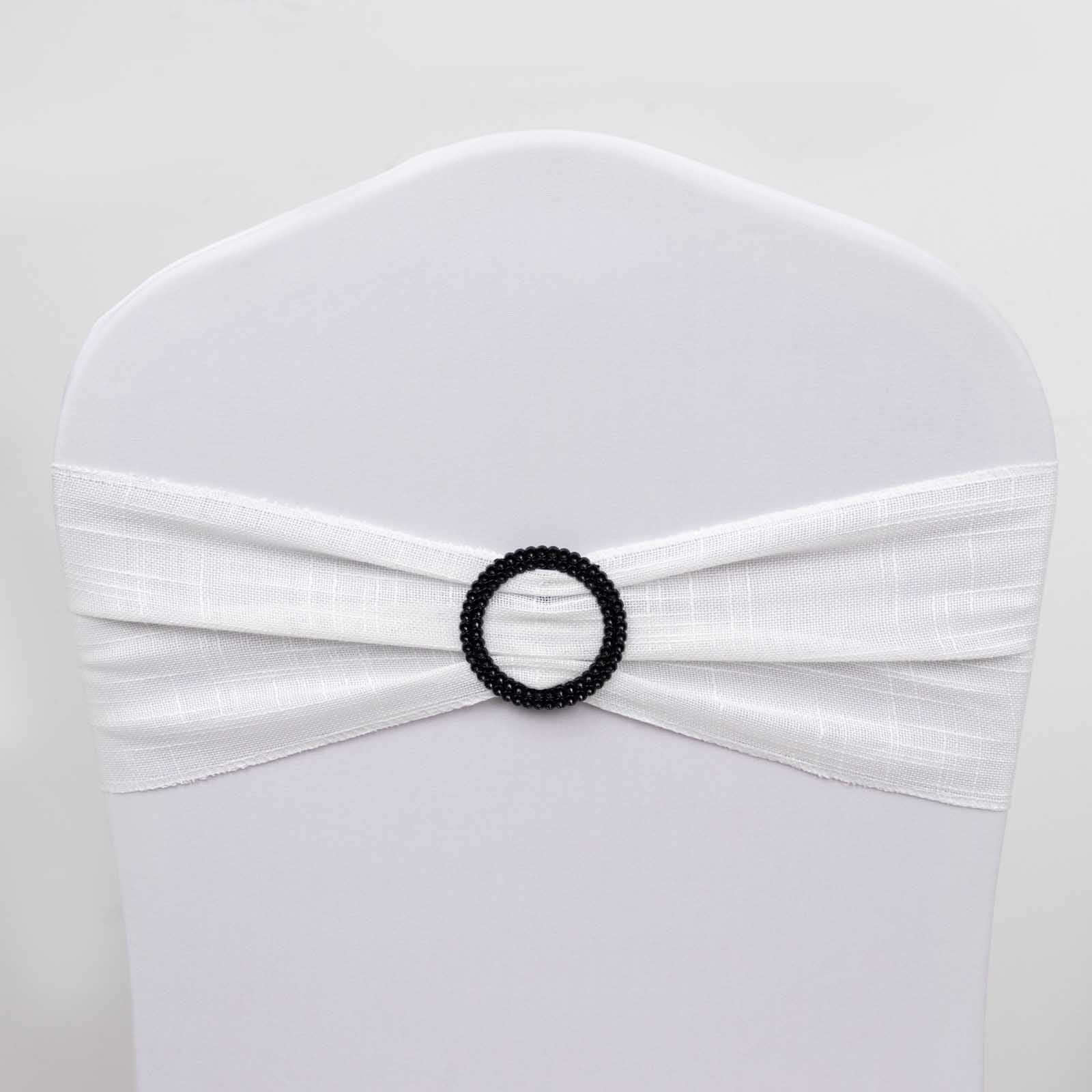 20 Pack Diamond Circle Chair Sash Band Buckle Pin 2.5" Black - Rhinestone Napkin Rings - Image 6