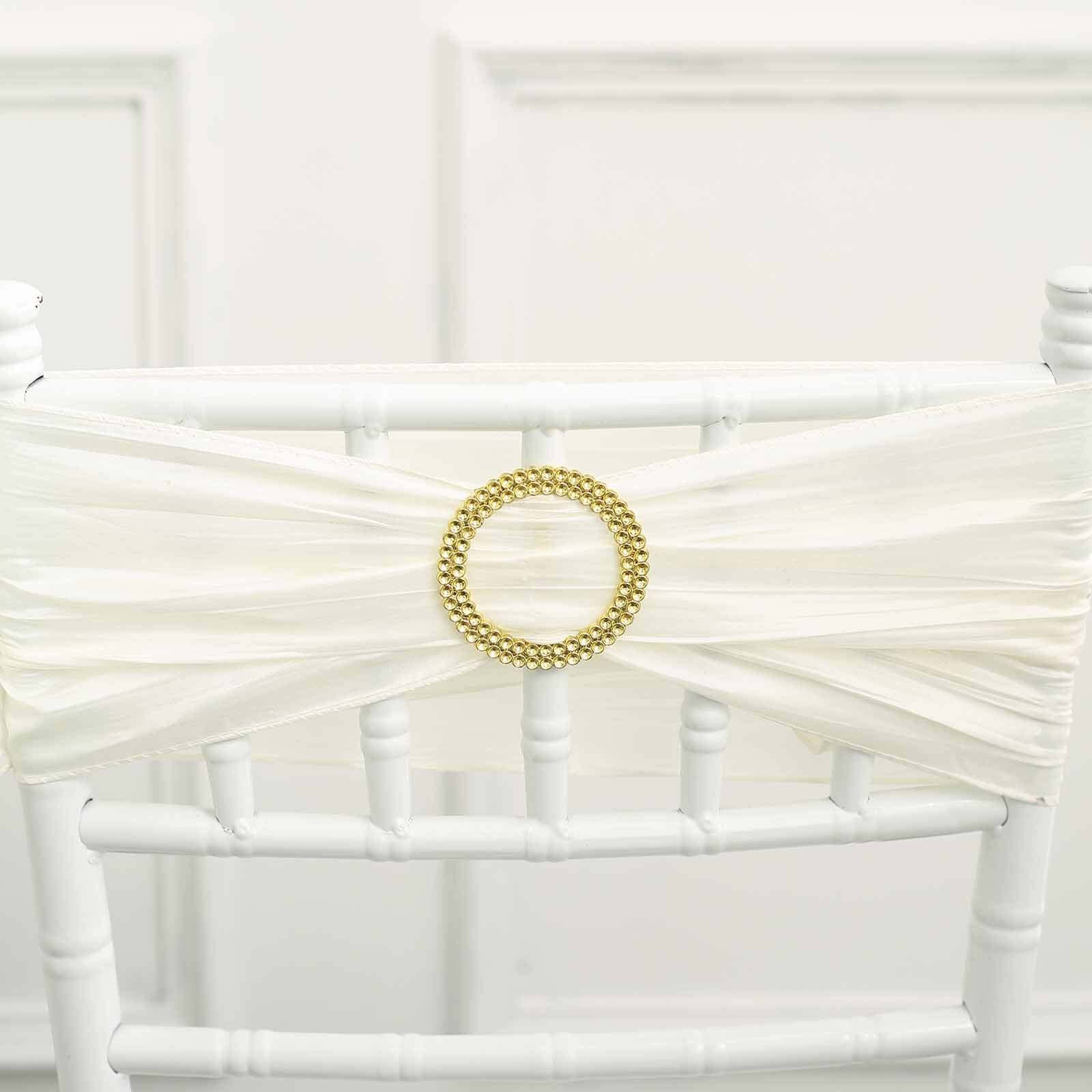 20 Pack Diamond Circle Chair Sash Band Buckle Pin 2.5" Gold - Stylish Rhinestone Napkin Rings for Events - Image 7