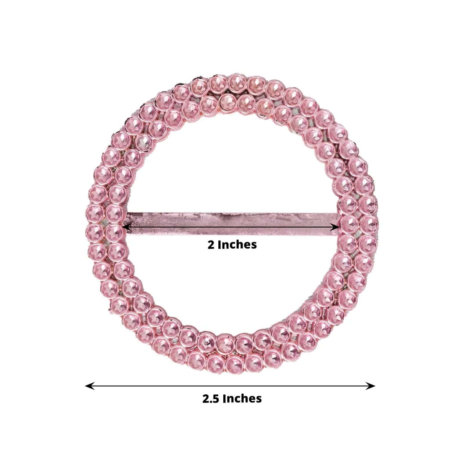 20 Pack Diamond Circle Chair Sash Band Buckle Pin 2.5" Pink - Rhinestone Napkin Rings - Image 3