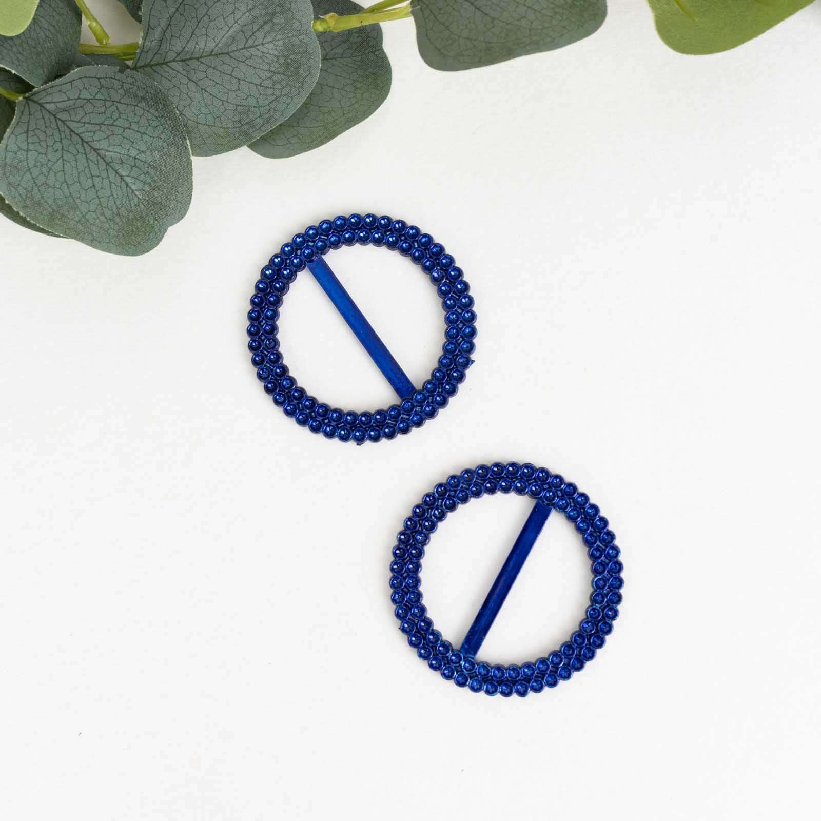20 Pack Diamond Circle Chair Sash Band Buckle Pin 2.5" Royal Blue - Rhinestone Napkin Rings - Image 7