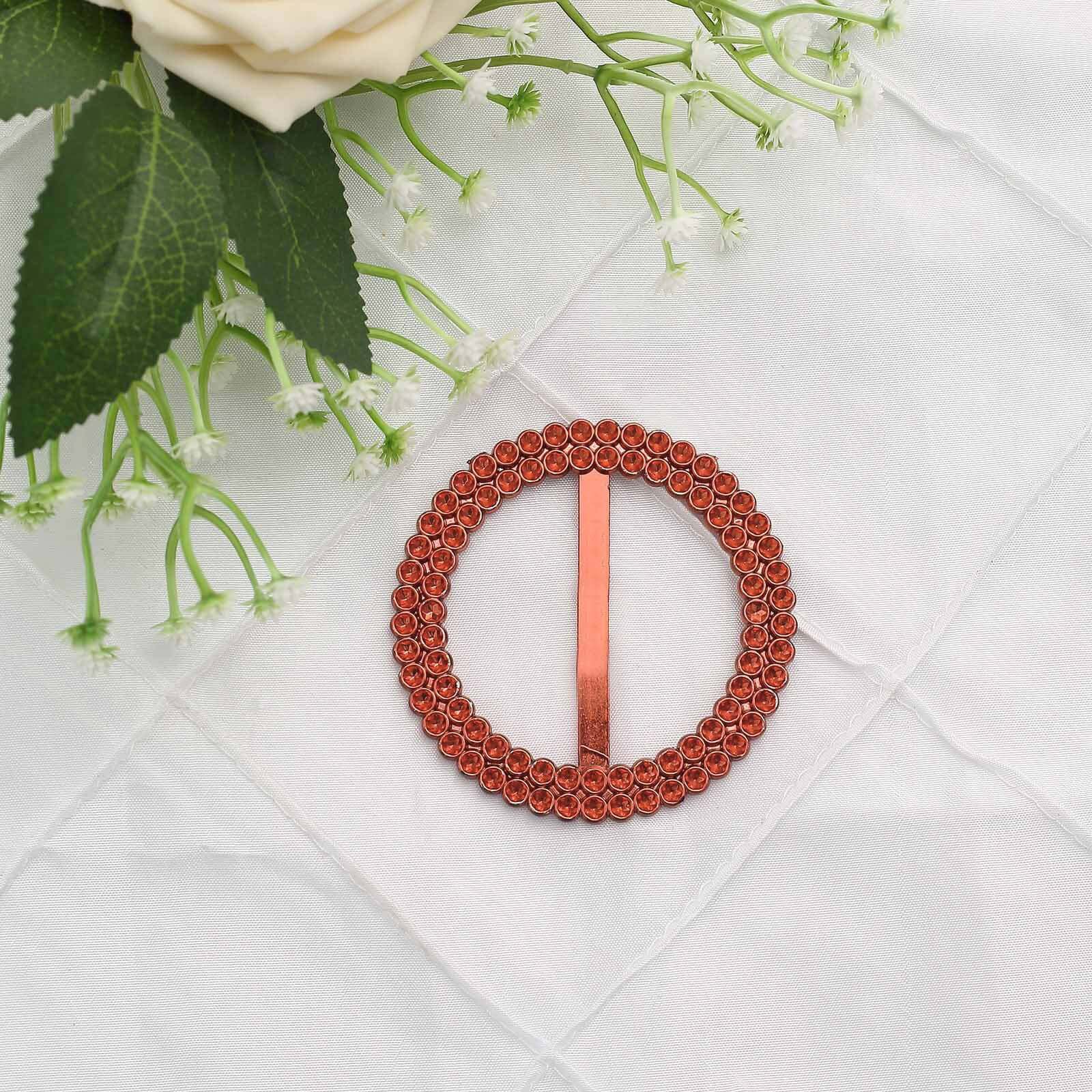 20 Pack Diamond Circle Chair Sash Band Buckle Pin 2.5" Terracotta (Rust) - Rhinestone Napkin Rings - Image 10