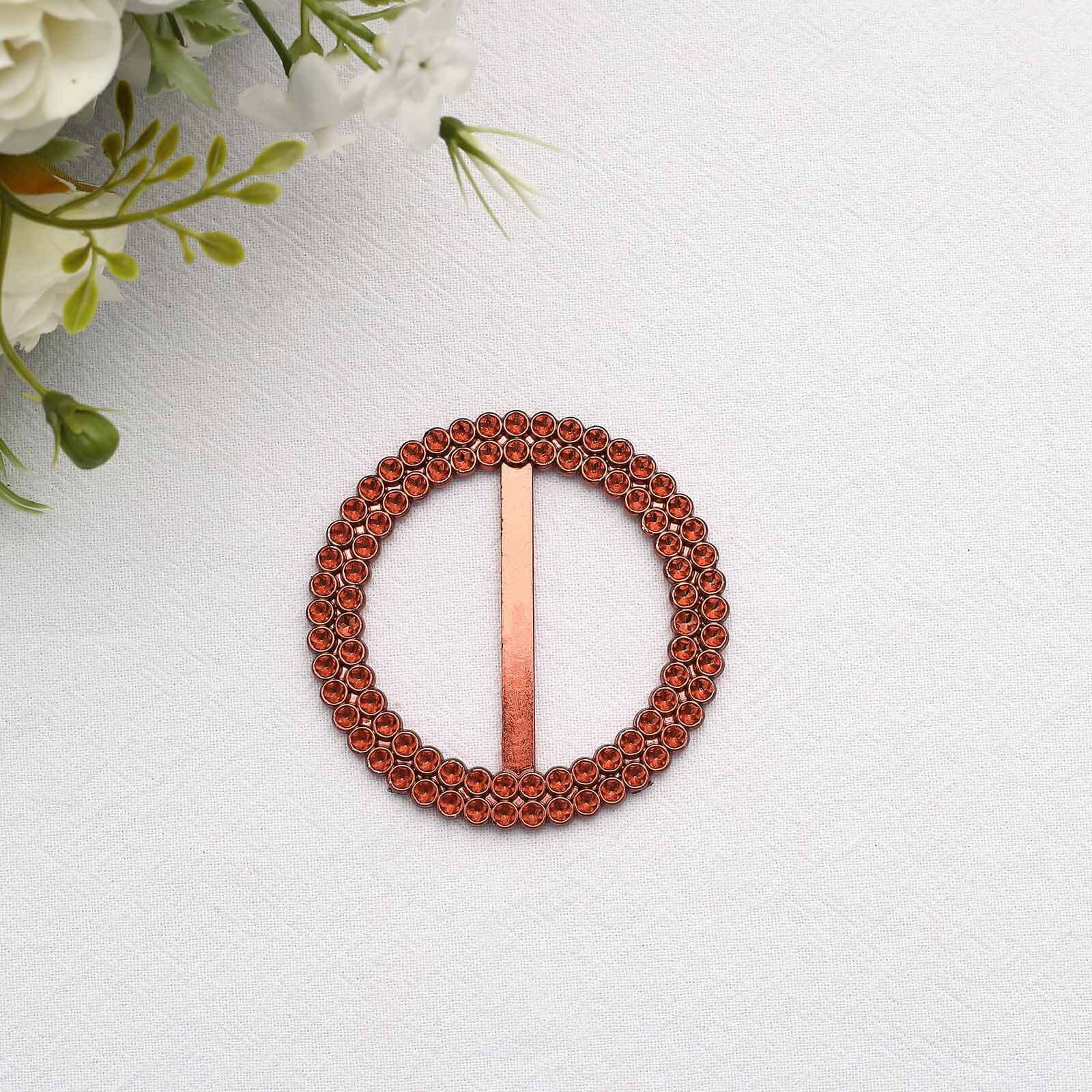 20 Pack Diamond Circle Chair Sash Band Buckle Pin 2.5" Terracotta (Rust) - Rhinestone Napkin Rings - Image 11