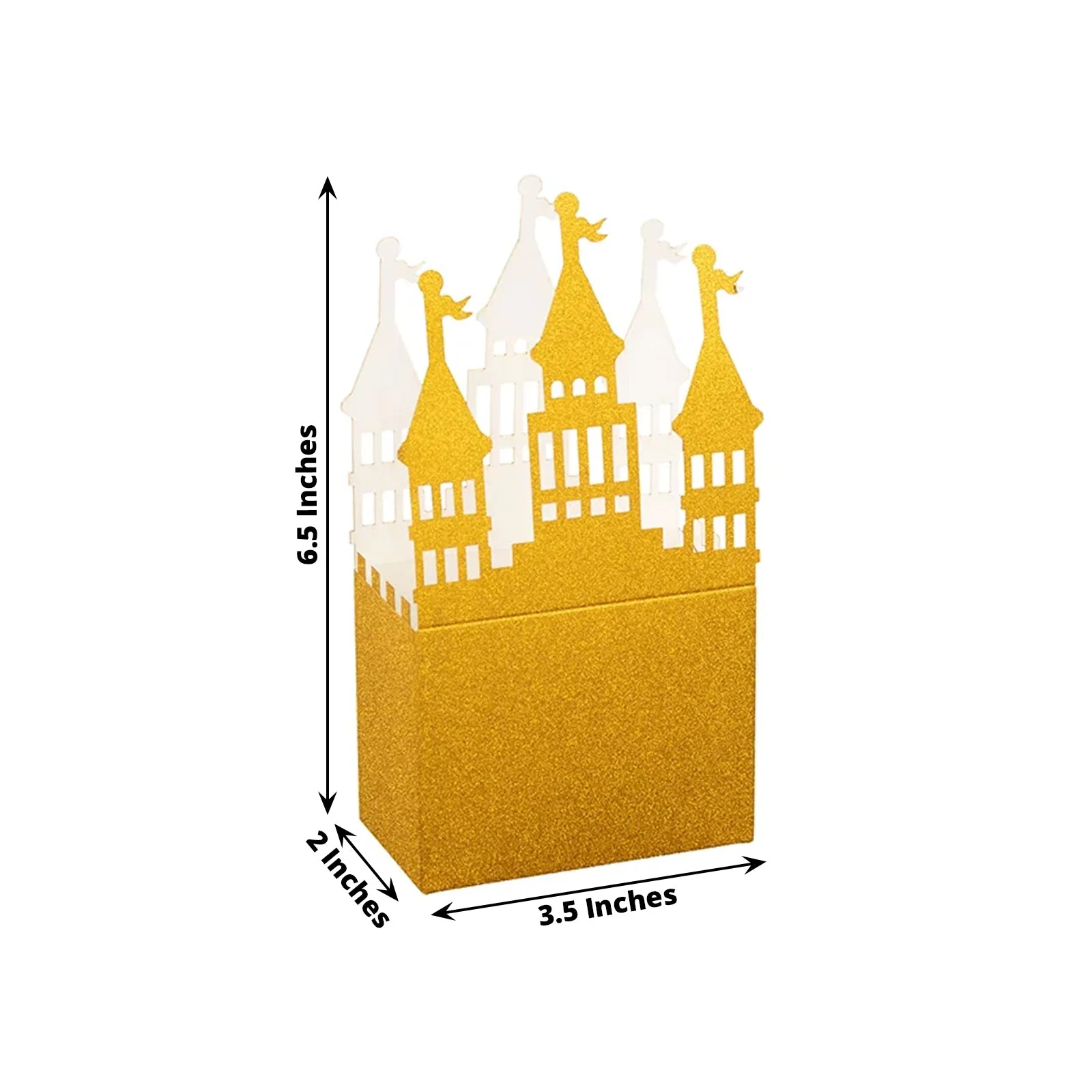 20 Pack Gold Glitter Princess Castle Favor Boxes, Fairy Tale Cardstock Paper Candy Boxes Party Decorations - 3.5"x2"x6.5" - Image 3