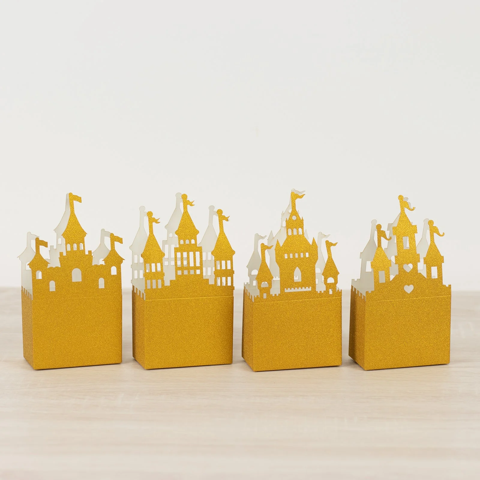20 Pack Gold Glitter Princess Castle Favor Boxes, Fairy Tale Cardstock Paper Candy Boxes Party Decorations - 3.5"x2"x6.5" - Image 5