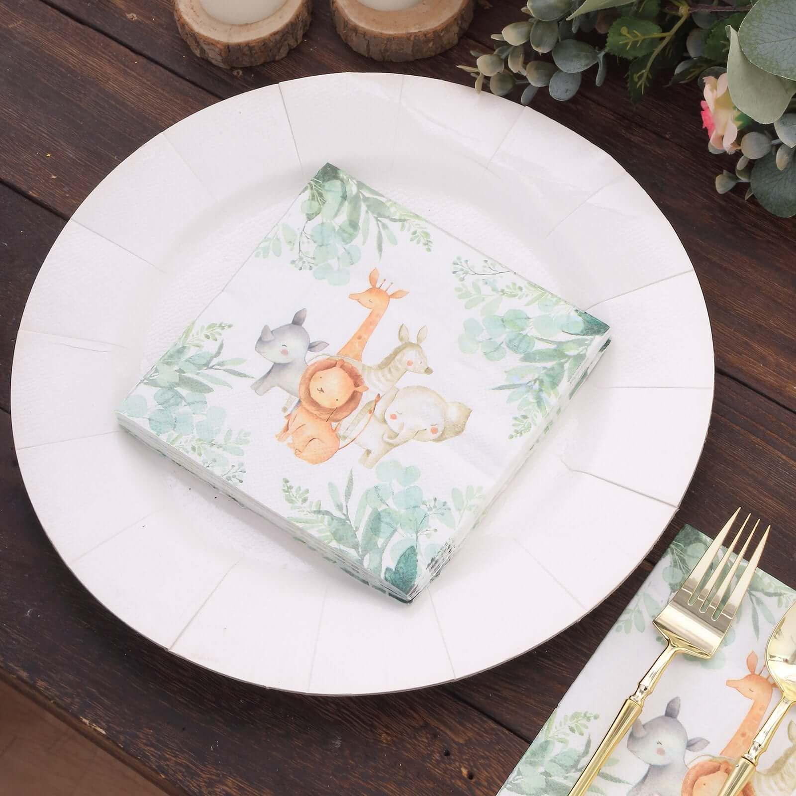 20-Pack Paper Beverage Napkins 2 Ply with Safari Animal Print 6.5"x6.5" - Jungle Theme Disposable Cocktail Party Napkins 18GSM - Image 8