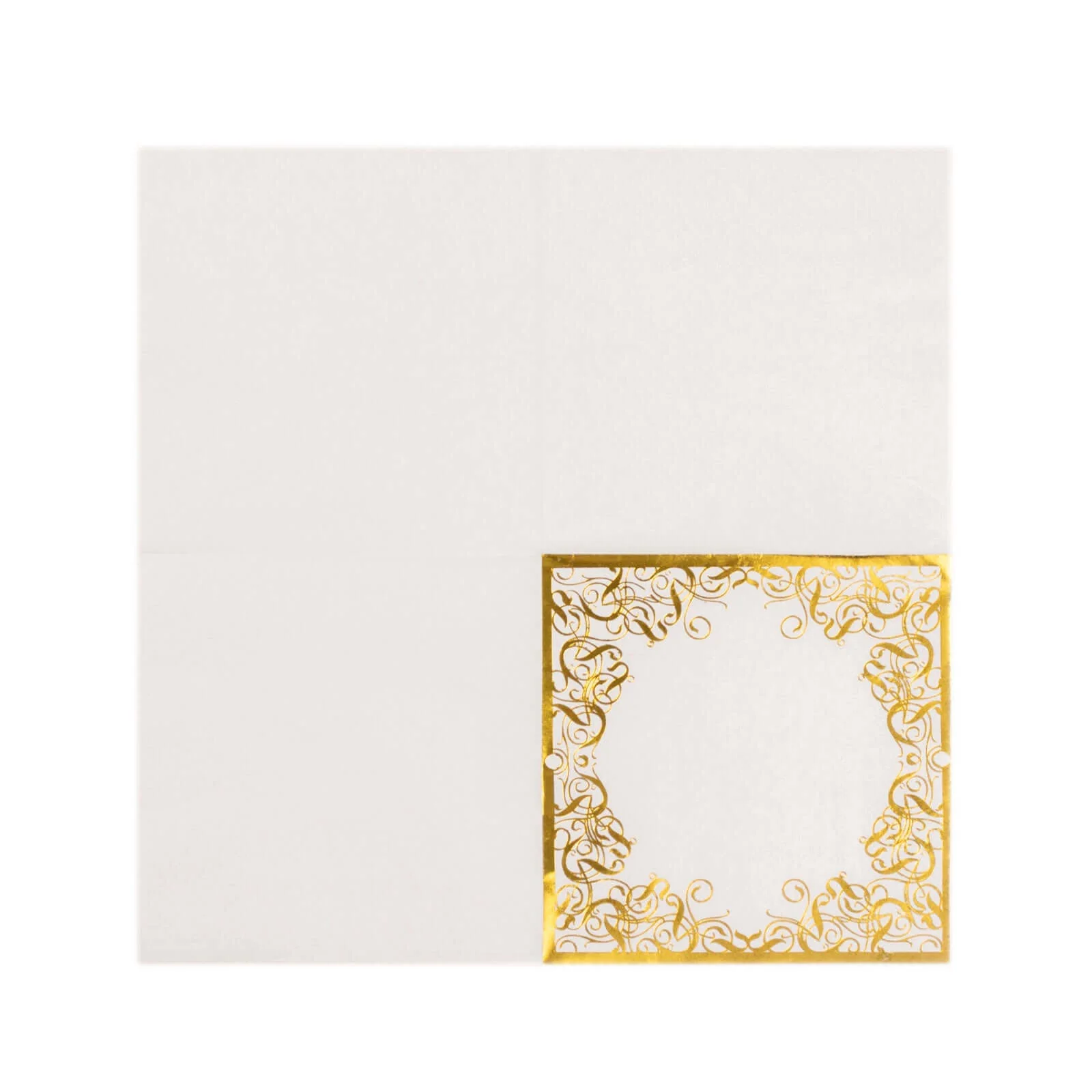20-Pack Paper Beverage Napkins 3 Ply White with Gold Foil Lace Design 5"x5" - Soft European Style Wedding Napkins 18GSM - Image 7