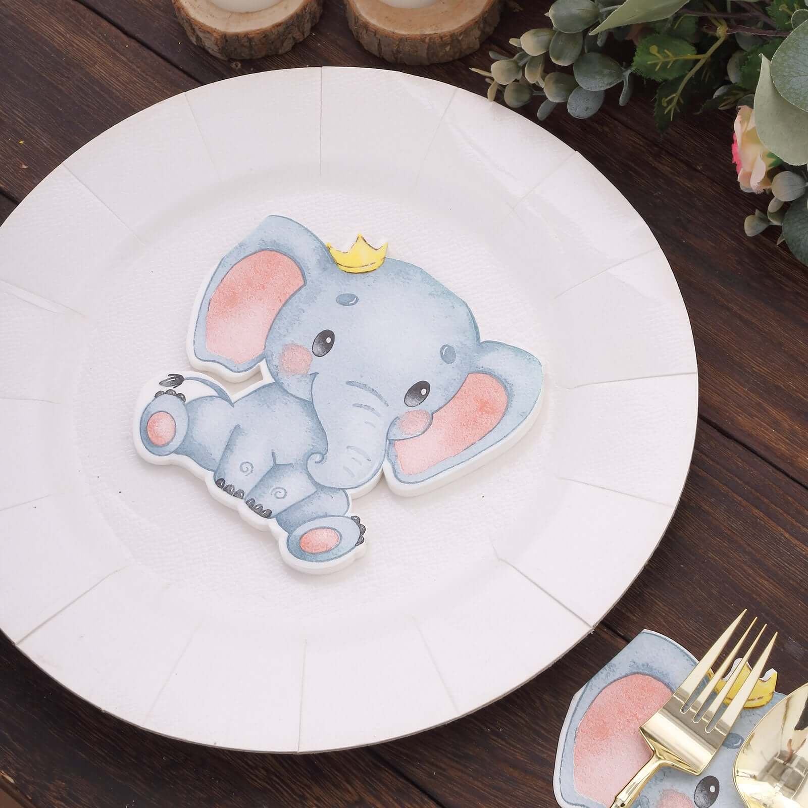 20-Pack Paper Beverage Napkins Elephant Shaped - Disposable Cocktail Napkins for Baby Showers and Parties - Image 6